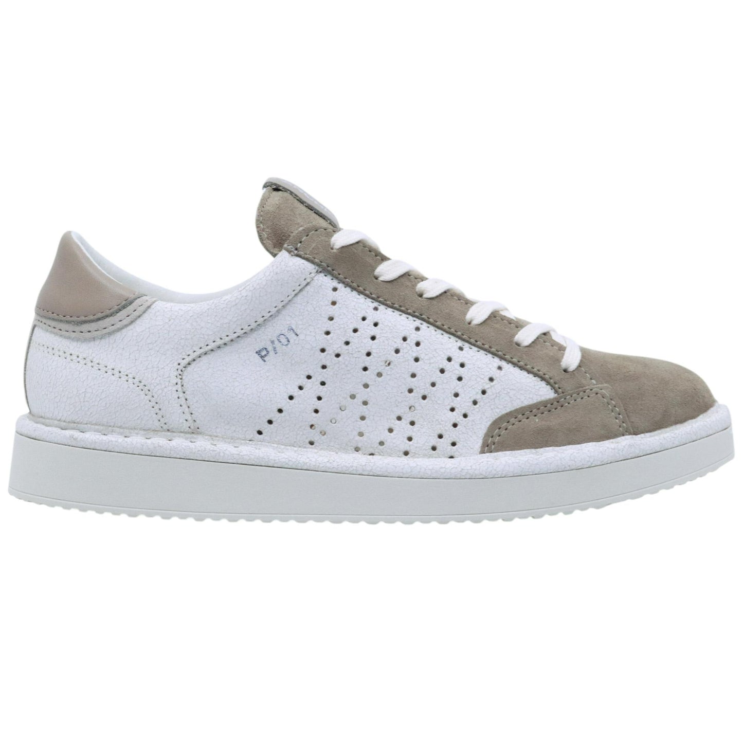 Seaker uomo Panchic P01 in pelle bianca avorio e camoscio vintage khaki 