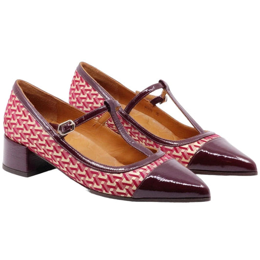 Scarpa decolleté Chie MIhara da donna realizzata in pelle viola e camoscio stampato fuscia 