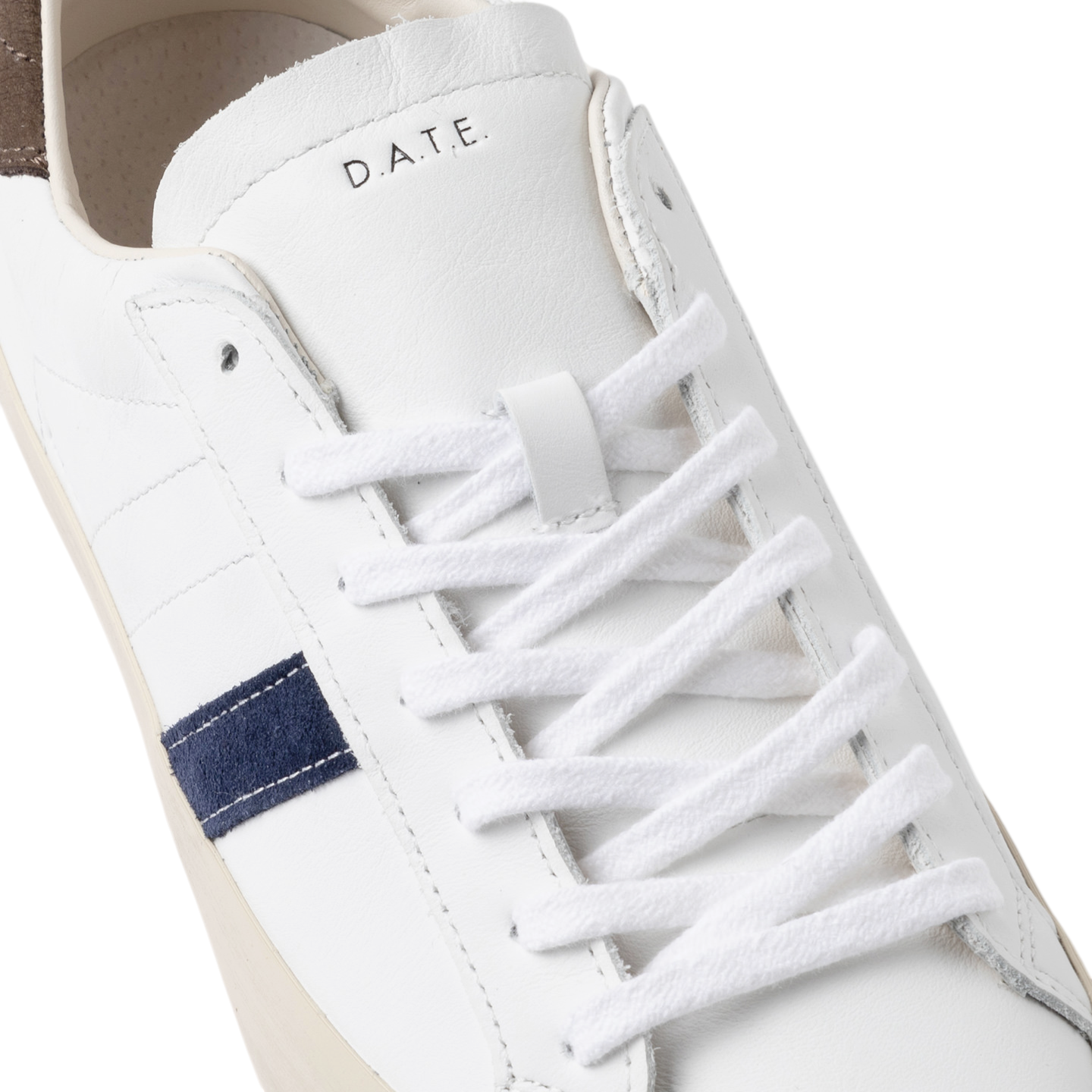 DATE Hill Low Calf White Brown HL CA WN sneaker uomo in morbida pelle bianca 