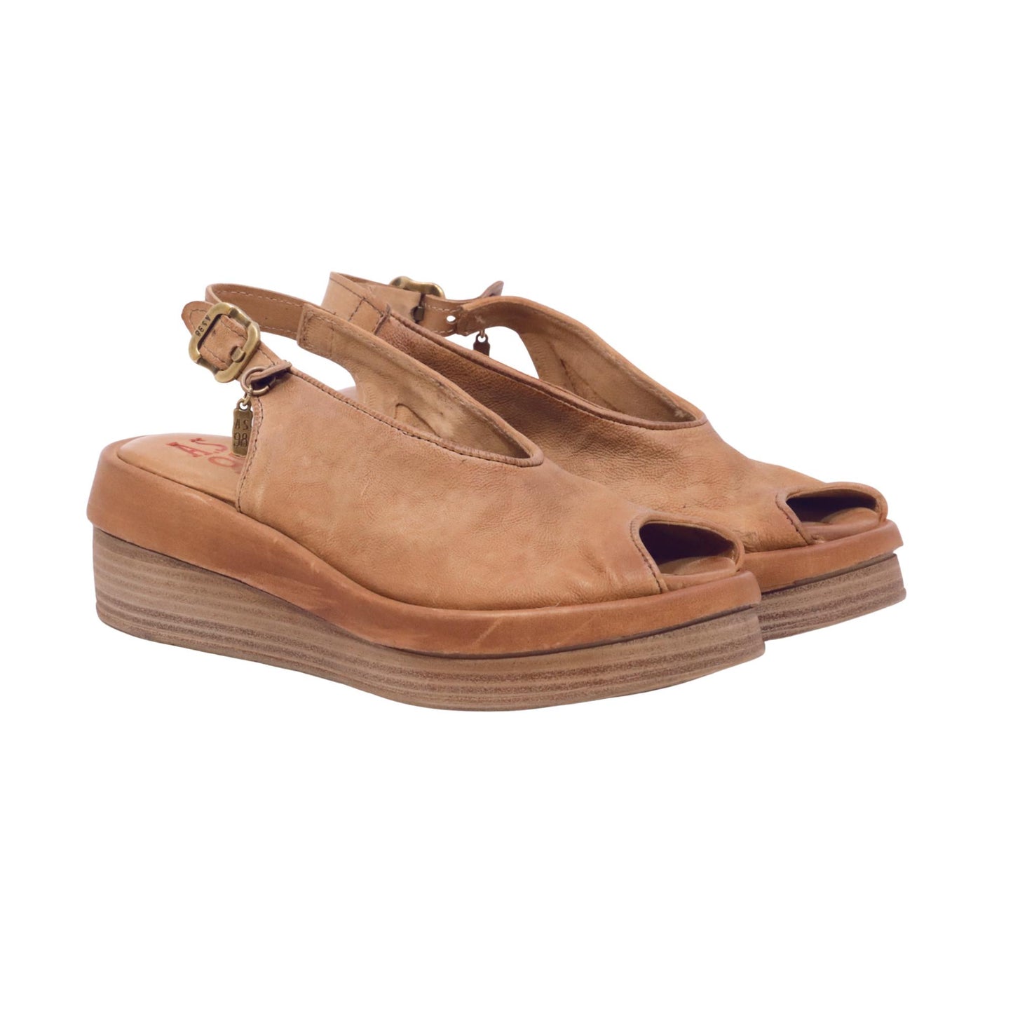 A.S.98 Sama C02011 sandalo donna in pelle tiger con zeppa 