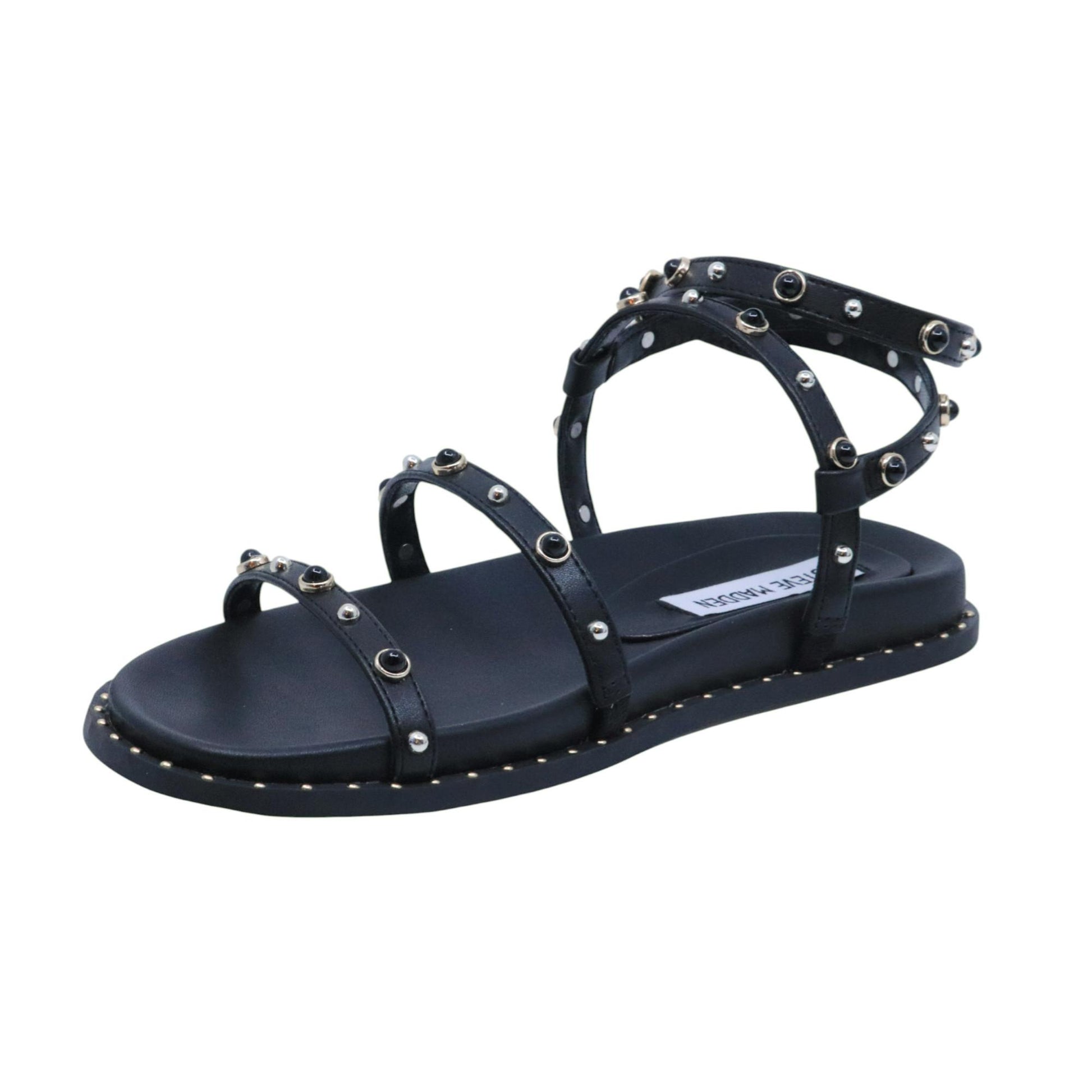 Steve Madden Stormie sandalo donna in similpelle nera con borchie 