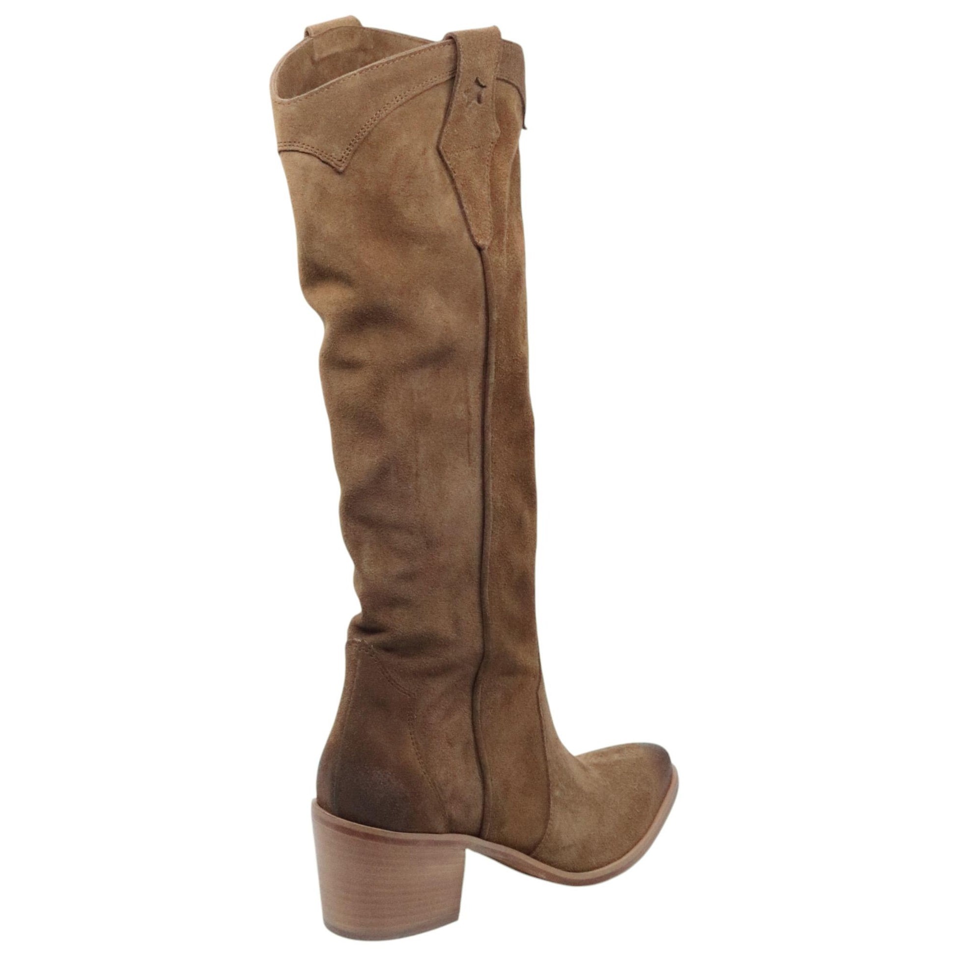 Stivale texano donna Curiositè 2718 in camoscio marrone pepe 