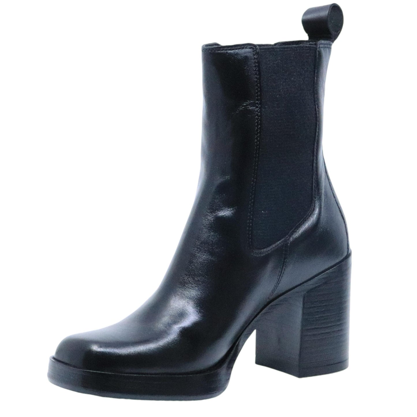 Chelsea con tacco Mjus P96225 da donna in pelle nera 