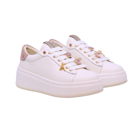 Gio+ Olivia 20B Combi Mosca Rose sneaker donna in pelle crema con dettagli rosa 