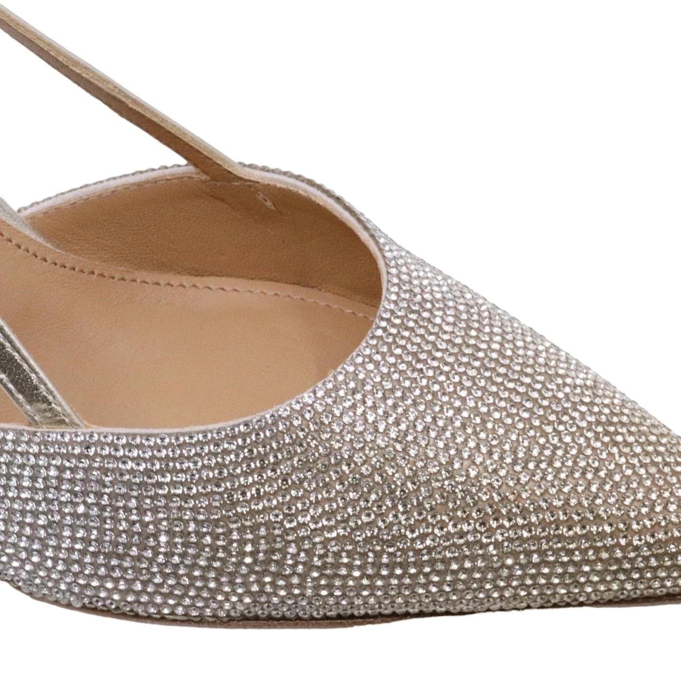 Slingback donna Chantal 2250 con strass e pelle platino 