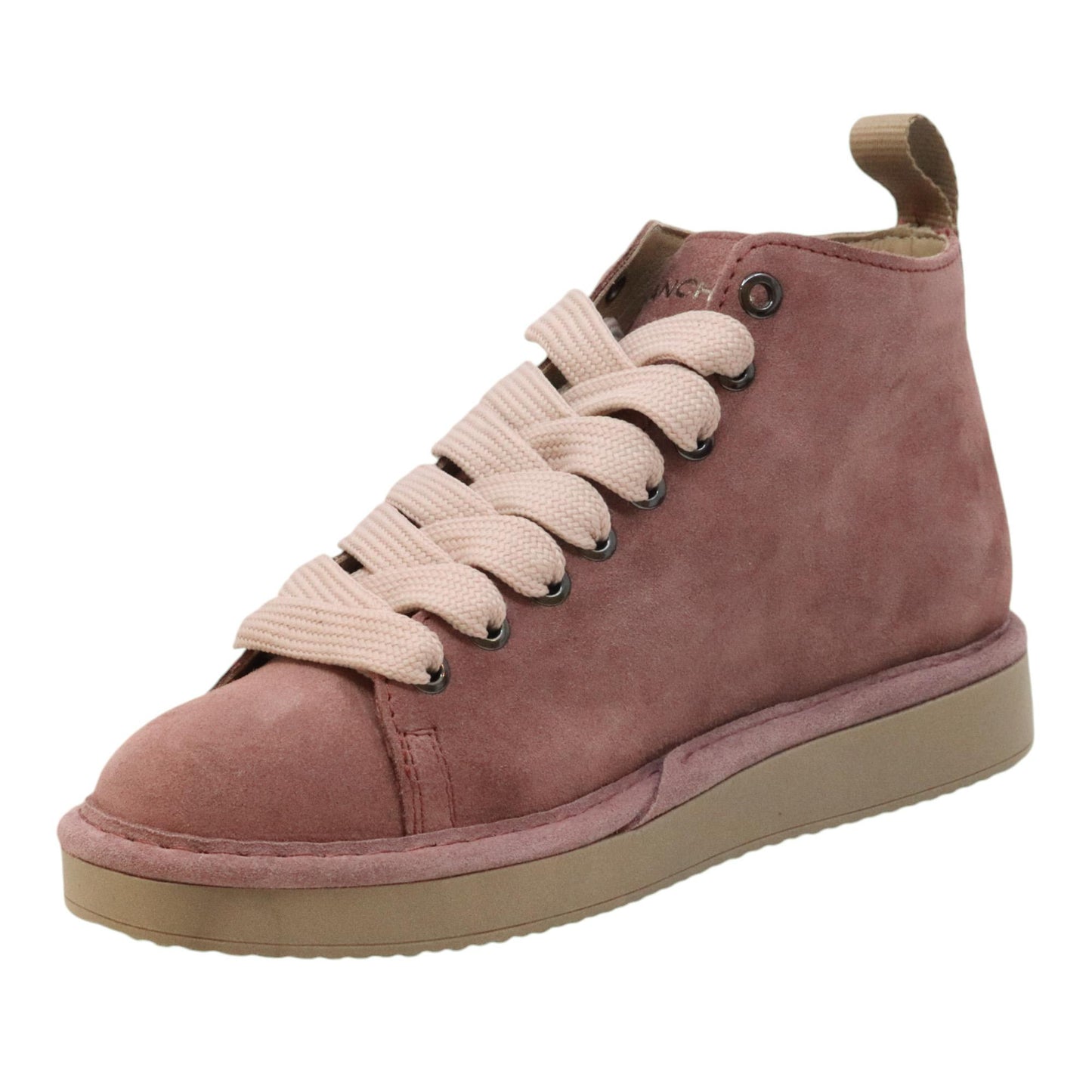 Polacchino snekar donna Panchic P01 in camoscio brownrose con lacci rosa 