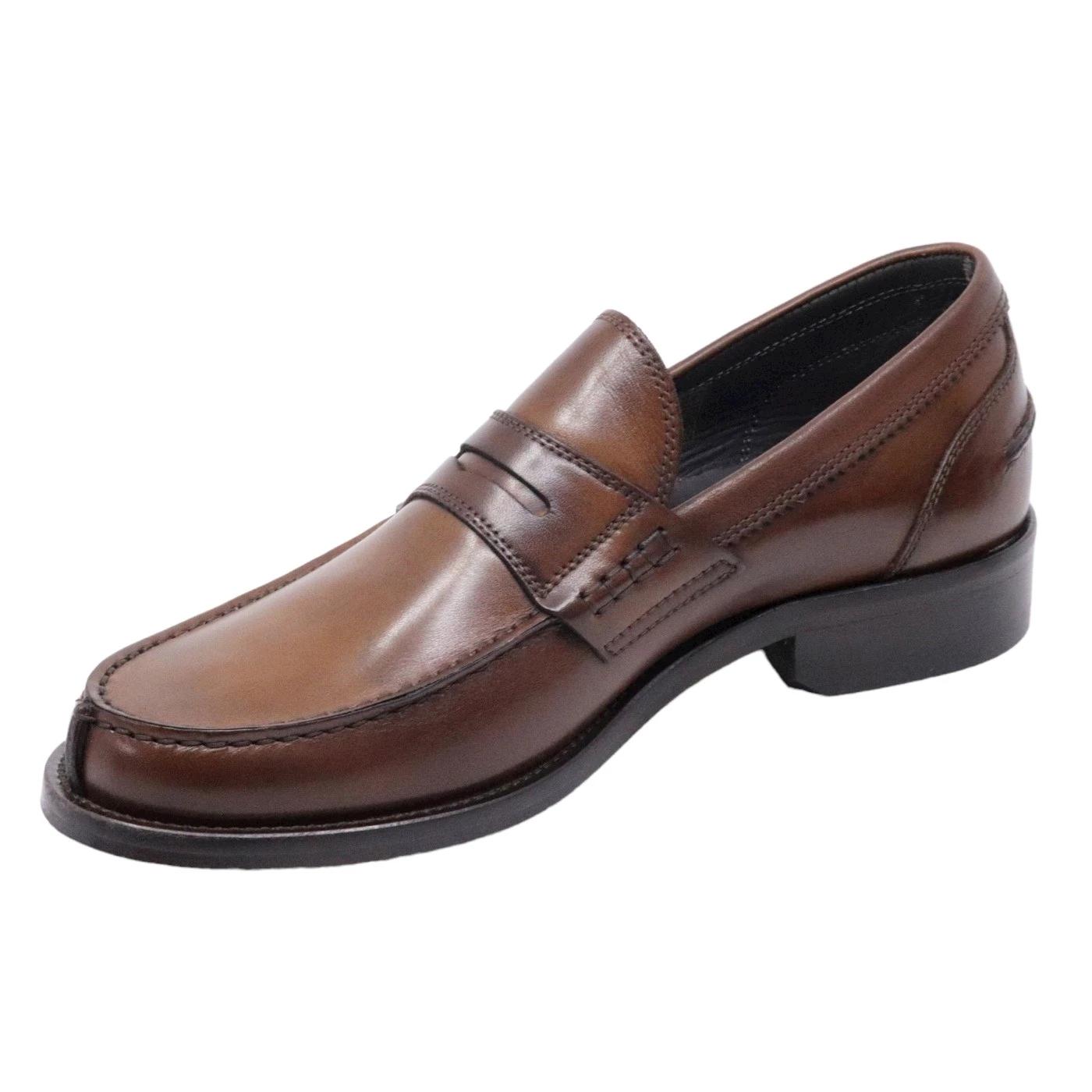 Mocassino uomo Antica Cuoieria 14566 in pelle di colore marrone 