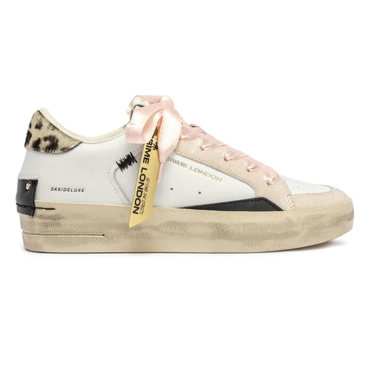 Crime London 25191 SK8 Deluxe Wed sneaker donna in pelle bianca 