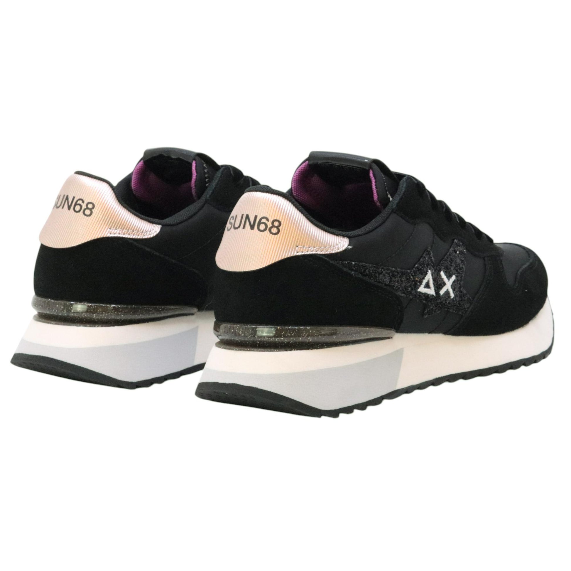 SUN68 Stargirl Glitter Z45217 sneaker donna in nylon e suede nero 