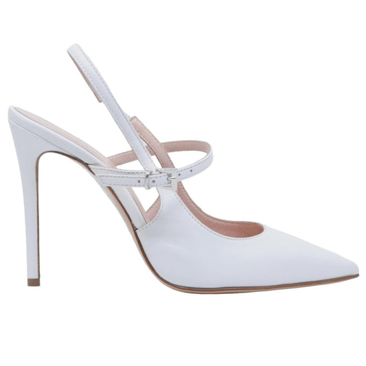Anna F 1395 slingback donna in pelle bianca elegante da cerimonia con tacco alto 