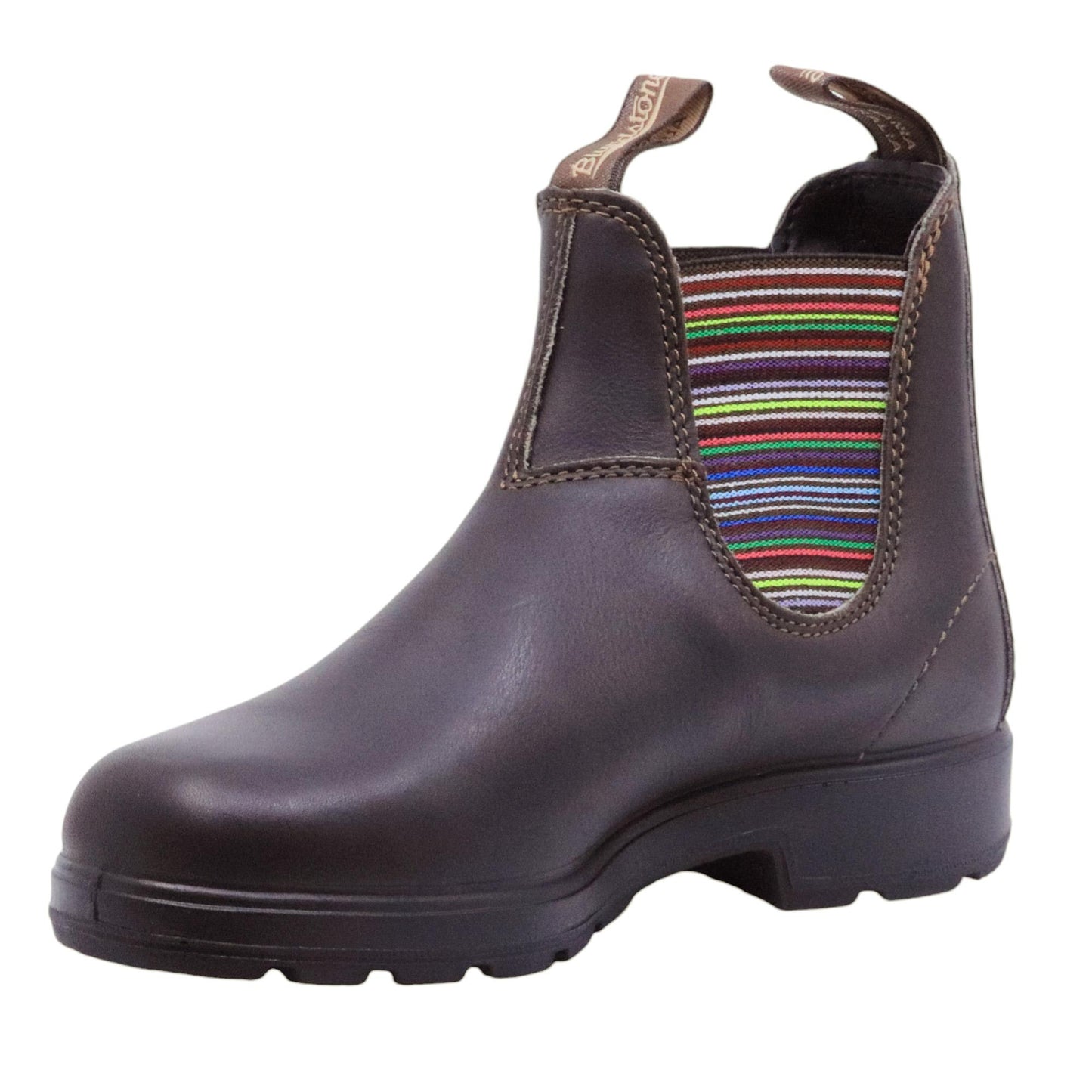Blundstone 1409 chelsea boot donna in pelle marrone con elastici multicolor 