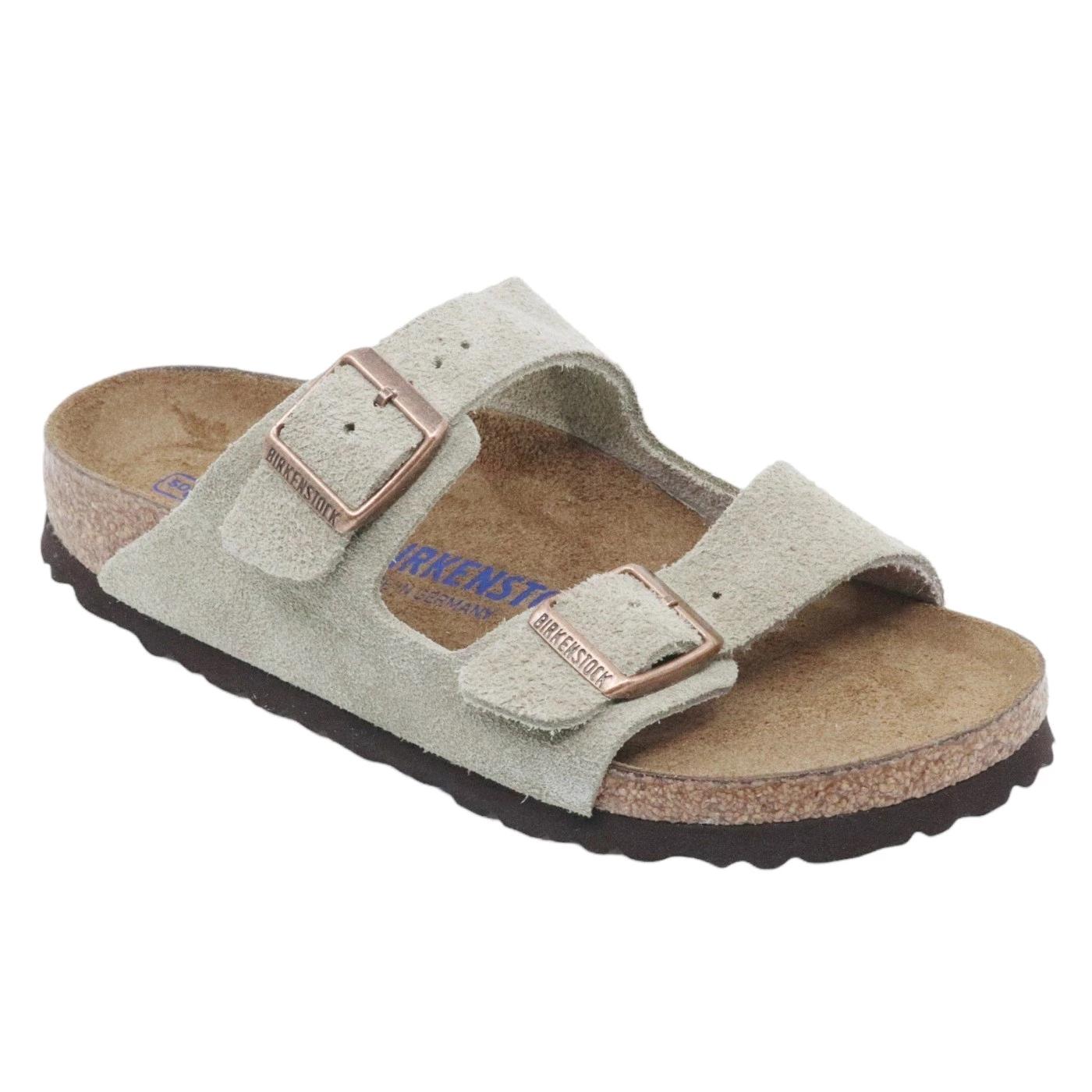 Birkenstock Arizona Suede Taupe sandalo doppia fibbia Narrow Fit 
