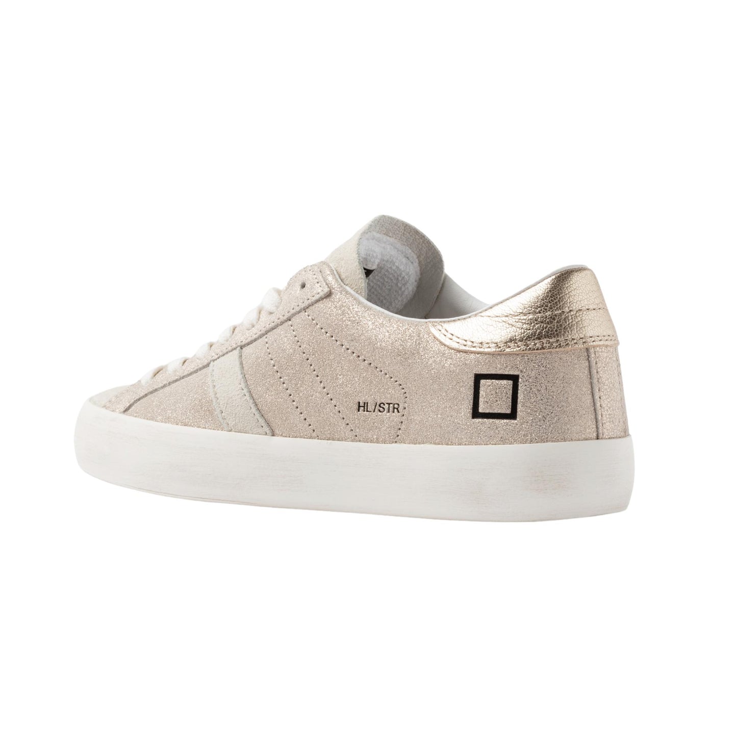 D.A.T.E. Hill Low Stardust HL-ST-PL sneaker donna in pelle color platino 