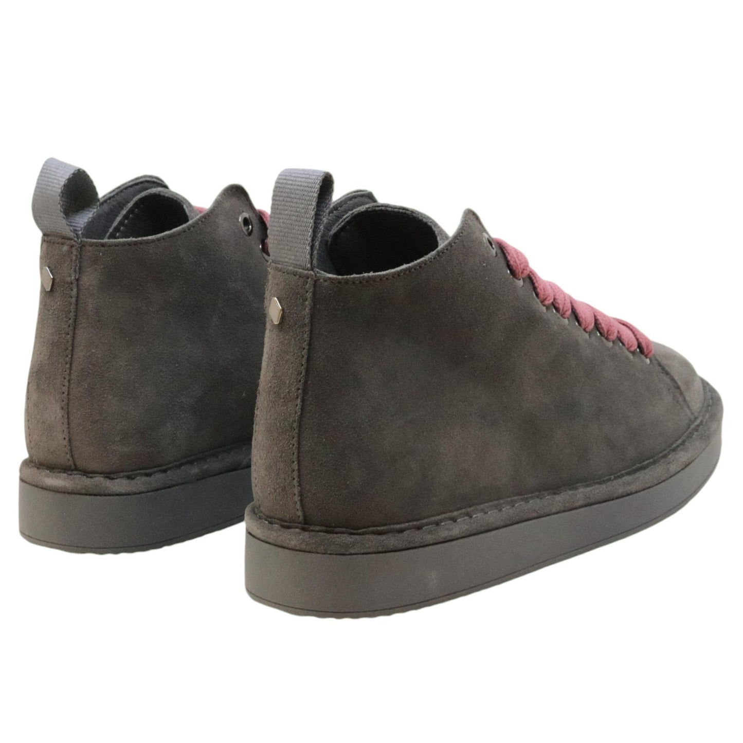 Polacchino snekar donna Panchic P01 in camoscio antracite con lacci rosa 