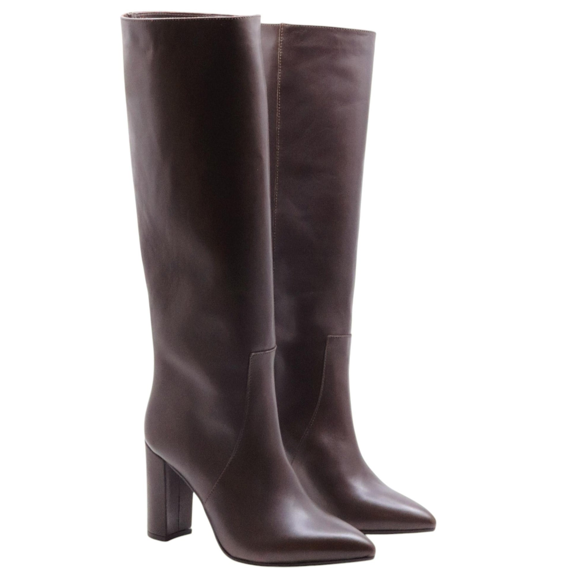 Stivale donna con tacco Ranyé 1000 in pelle marrone 