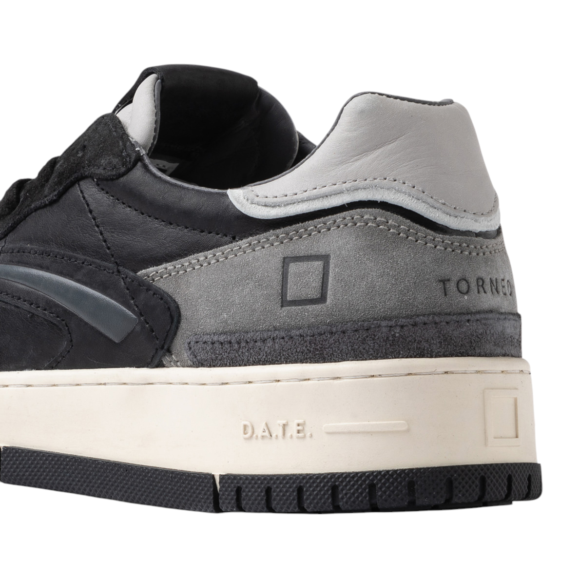 DATE Torneo Pure Vintage TP VC BK sneaker uomo in pelle nera e camoscio grigio 