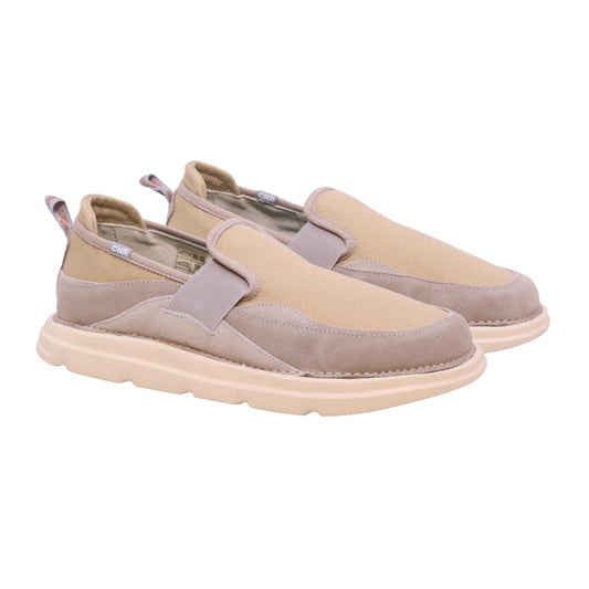 CNR Easy Clip sneaker uomo in camoscio e tessuto taupe senza lacci casual comfort 