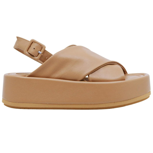 Sandalo platform Paloma Barceló 26 Basima in pelle camel 