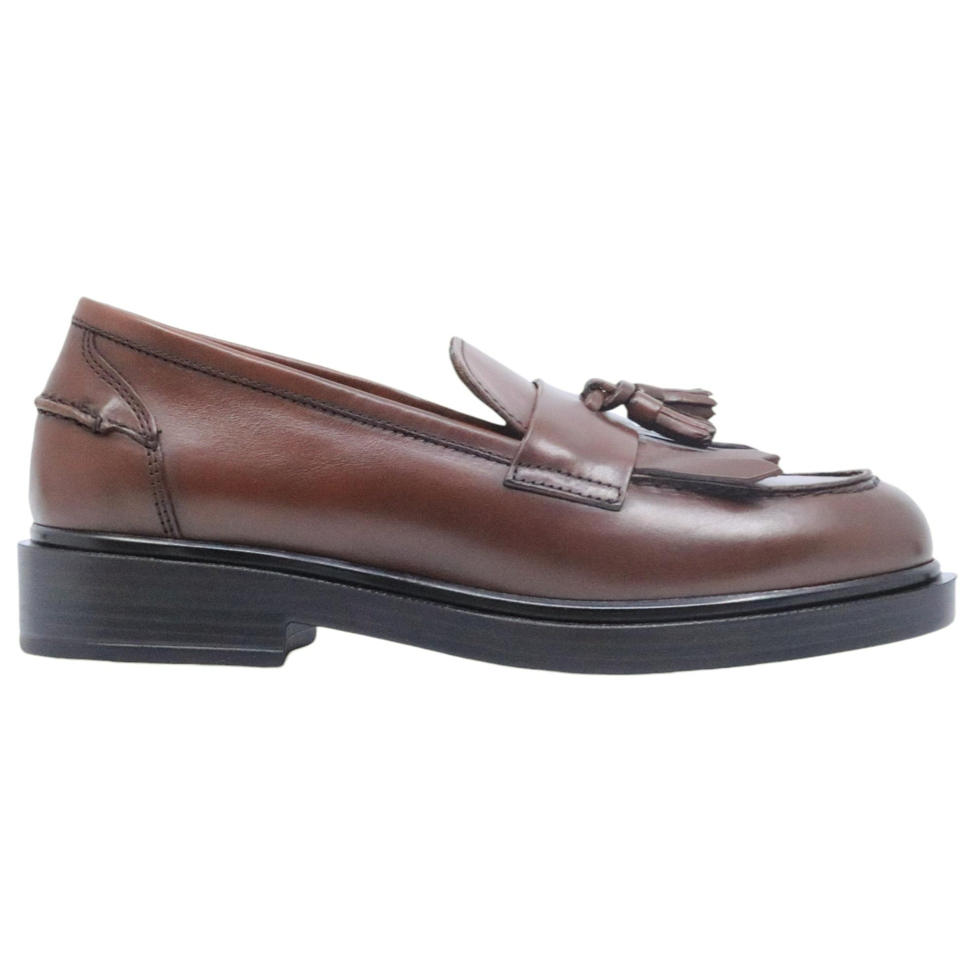 Mocassino donna Triver Flight 709-24 in pelle marrone caratterizzato da un mappetto 