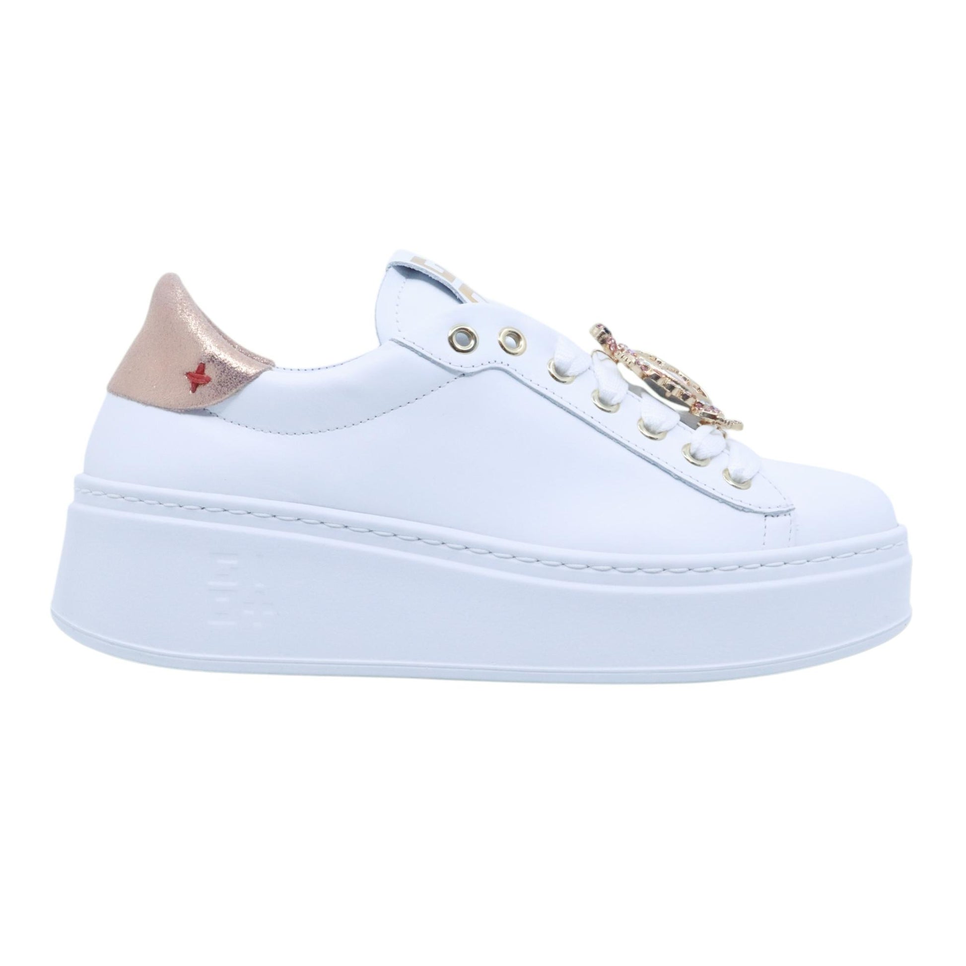 Sneaker donna Gio+ PIA322A in pelle bianco 