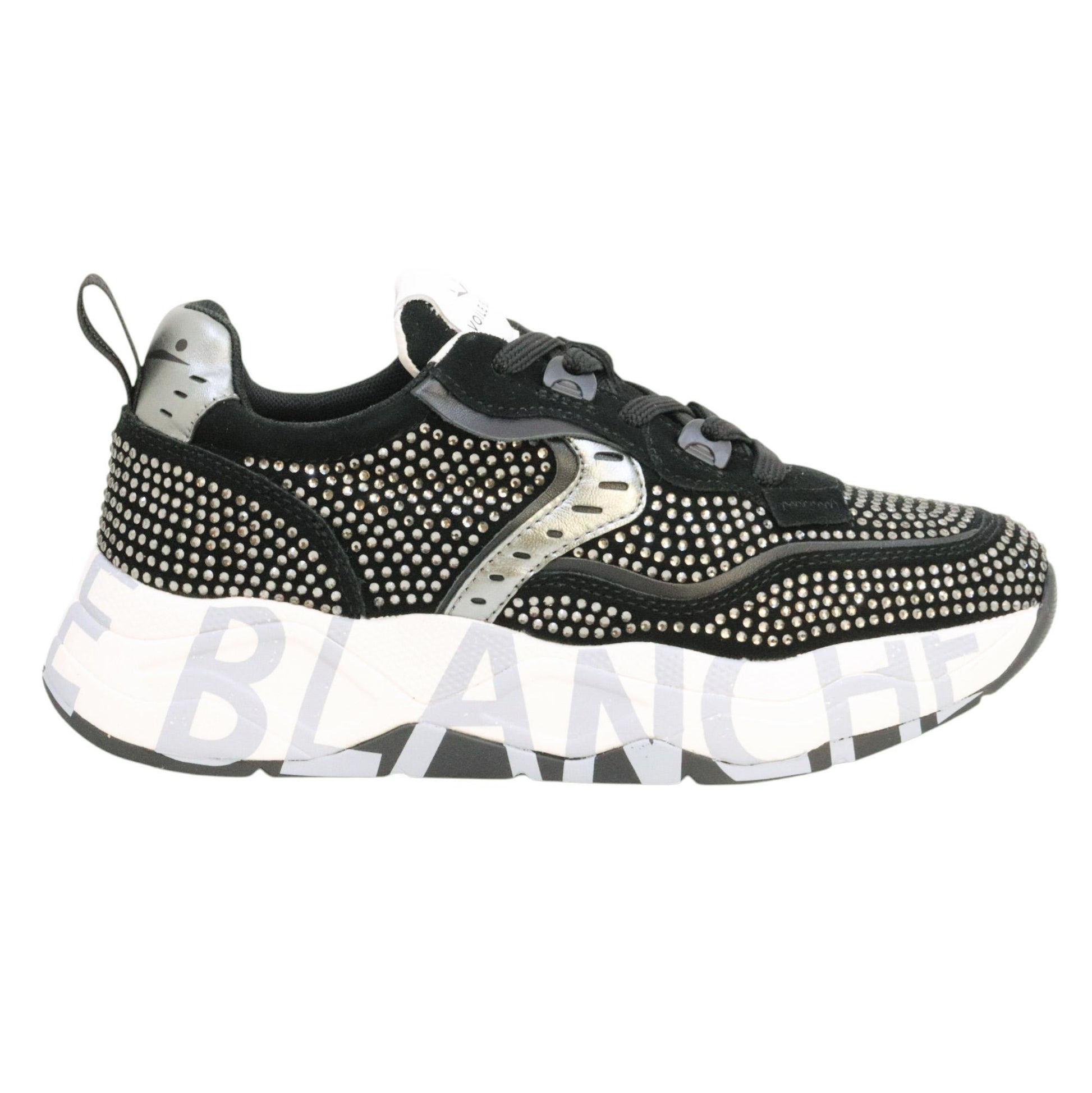 Voile Blanche CLUB105 sneaker donna in suede nero con strass 