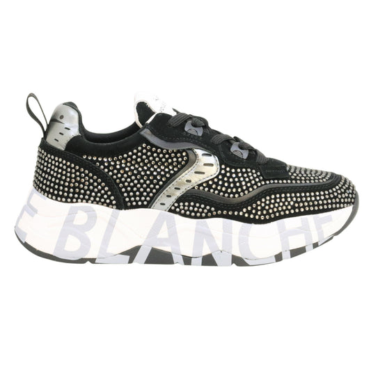Voile Blanche CLUB105 sneaker donna in suede nero con strass 