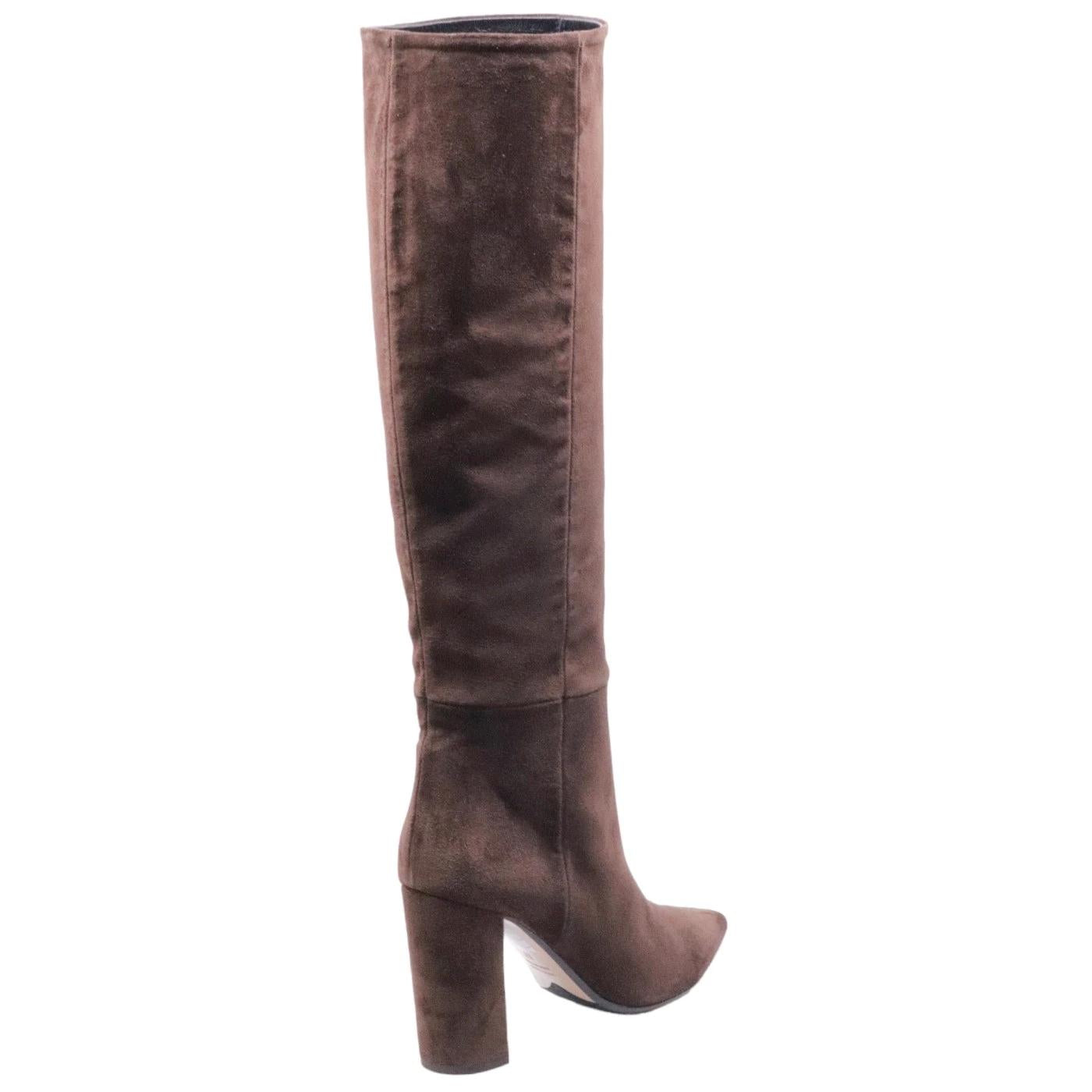 Stivale donna Anna F 9879 in pelle camoscio color caffè 