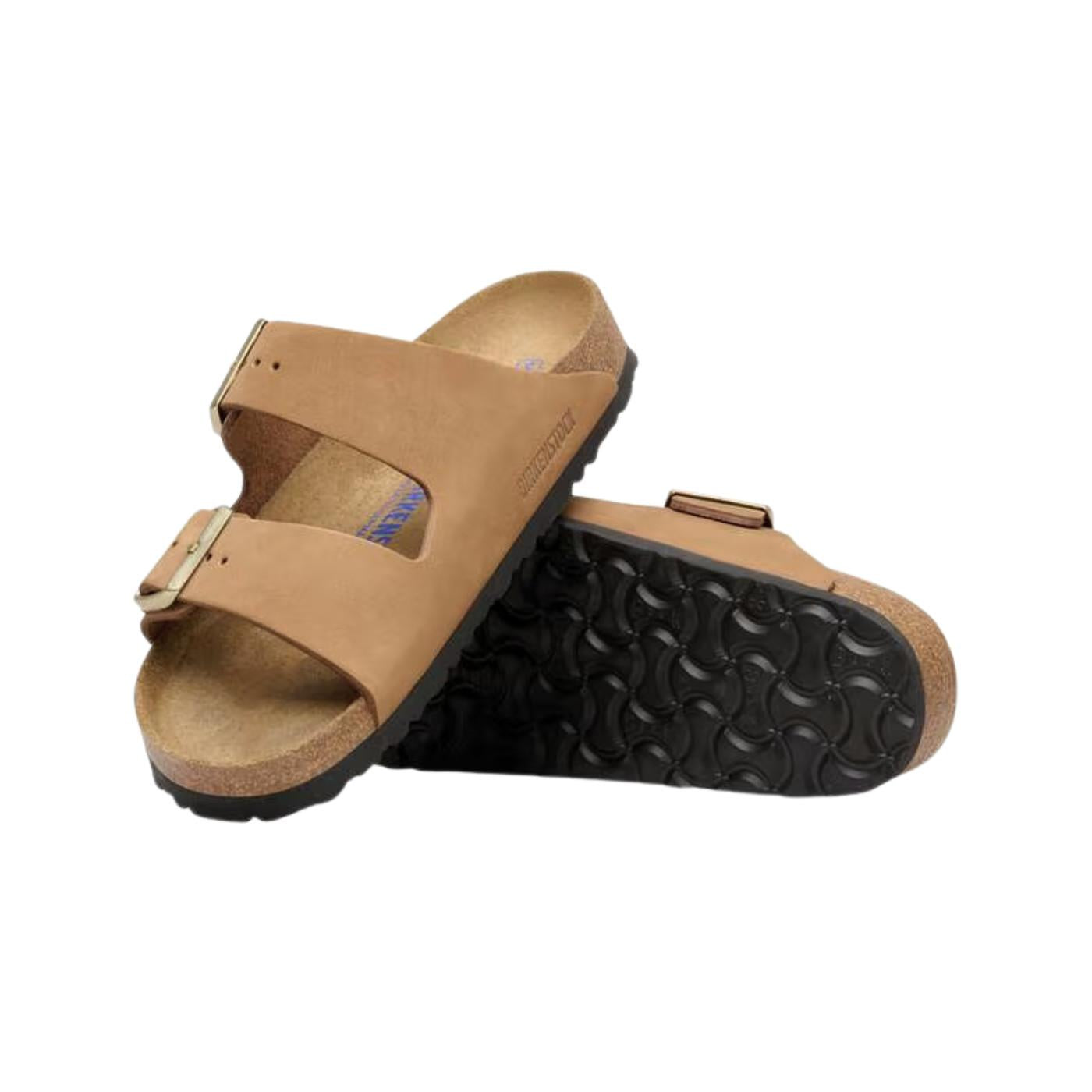 Birkenstock Arizona Soft Footbed Nubuck Leather Mink sandalo unisex in nabuk soft footbed narrow fit 