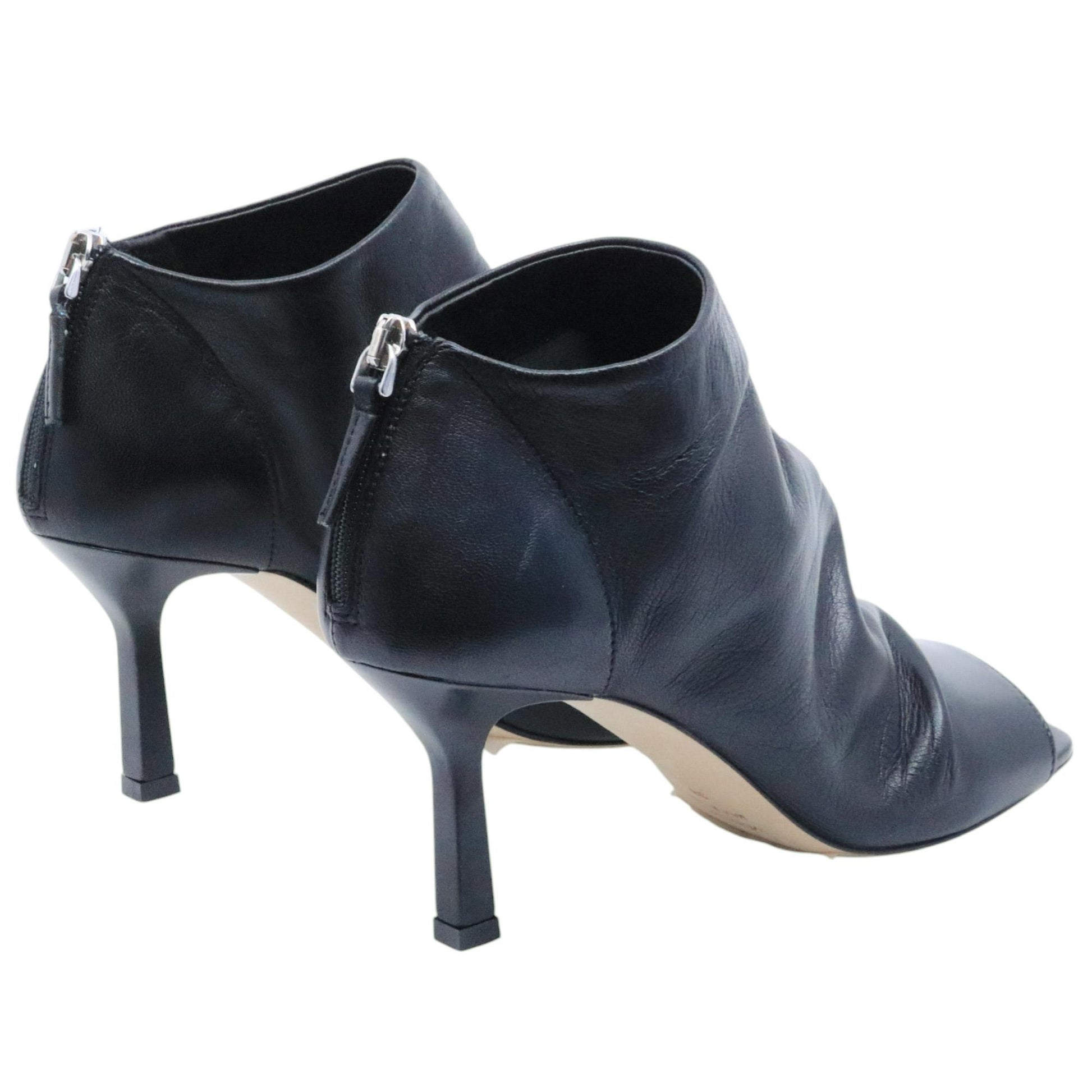 The Seller 1058 stivaletto donna in pelle nera con punta aperta e tacco elegante Made in Italy 