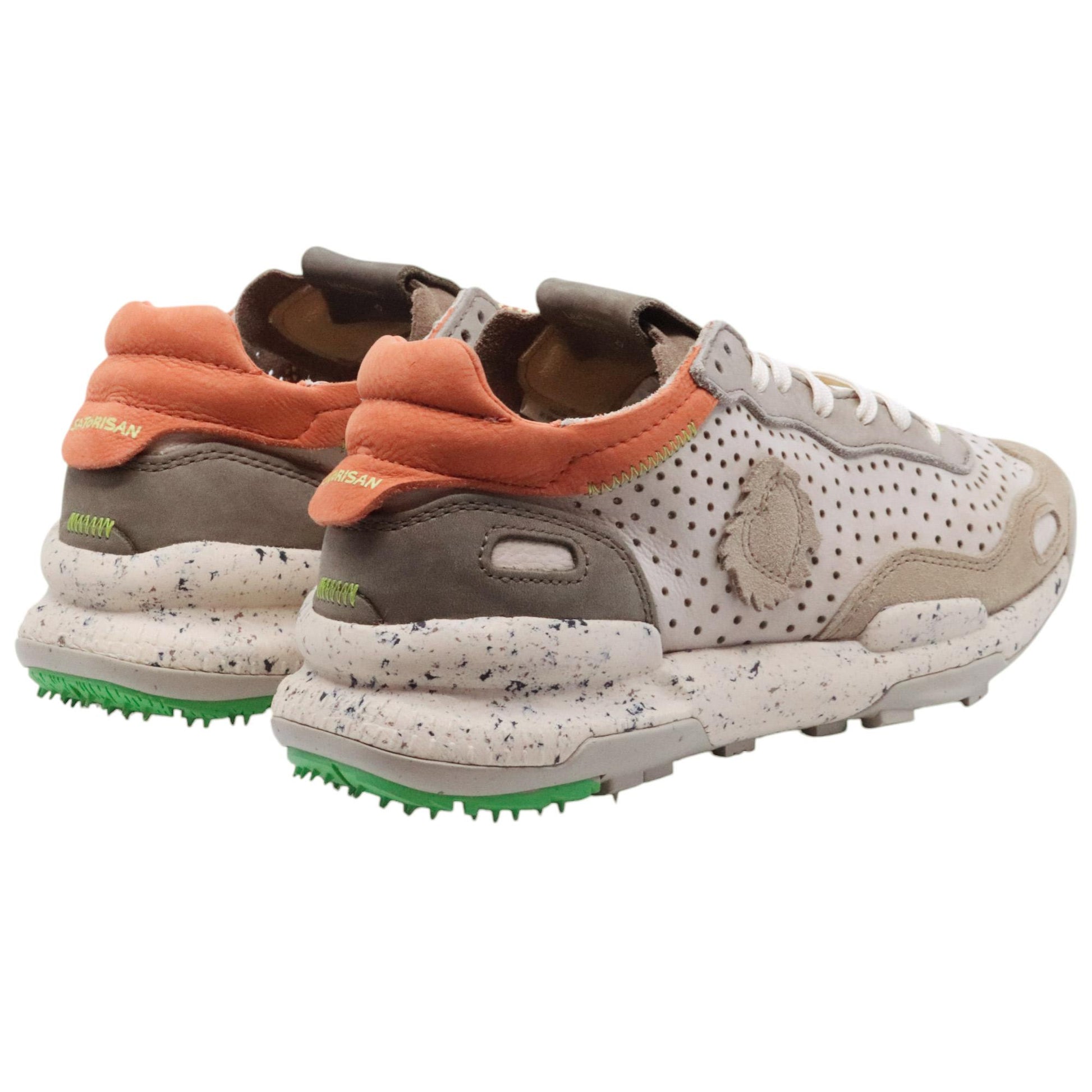 Satorisan Chacrona Laser Premium sneaker uomo in pelle traforata color girgio 