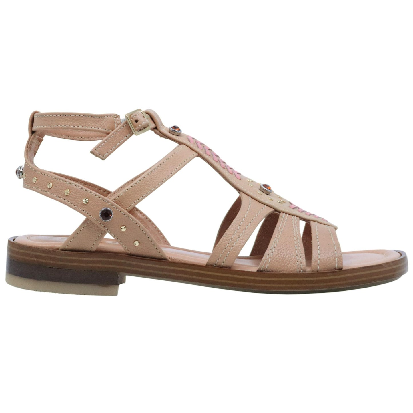 Sandalo basso Mjus Cagliari L80004 in pelle color carne e pesca 