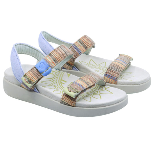 Satorisan Kona Raffia Etnico 110125A36639 sandalo donna in raffia multicolore con velcro casual comfort 