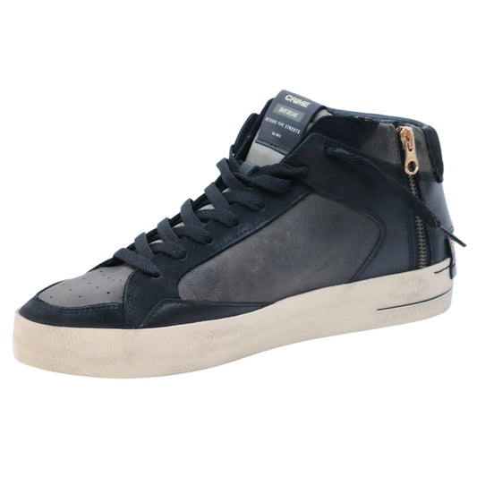 Crime London Sk8 Deluxe Mid 15152 in pelle verde scuro e nera 