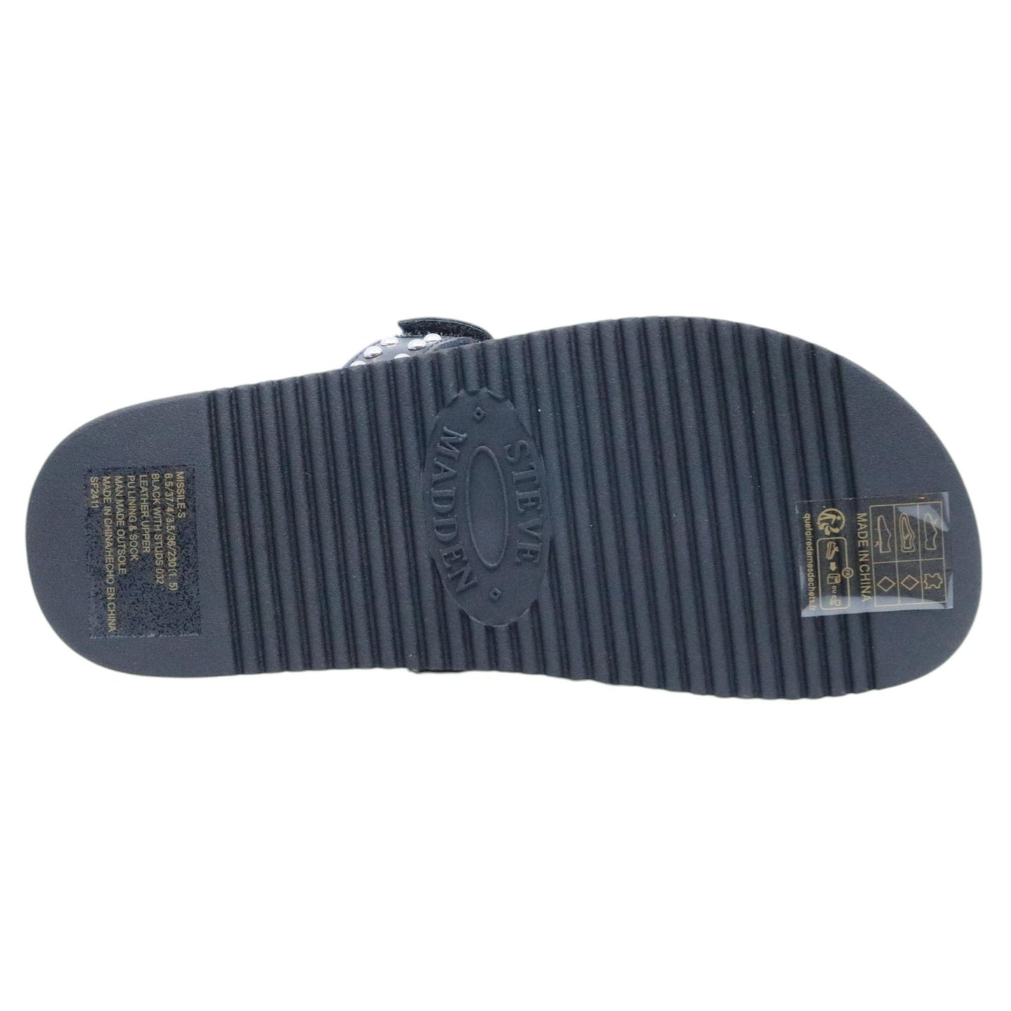Ciabatta Steve Madden Missile in pelle nera e borchie 