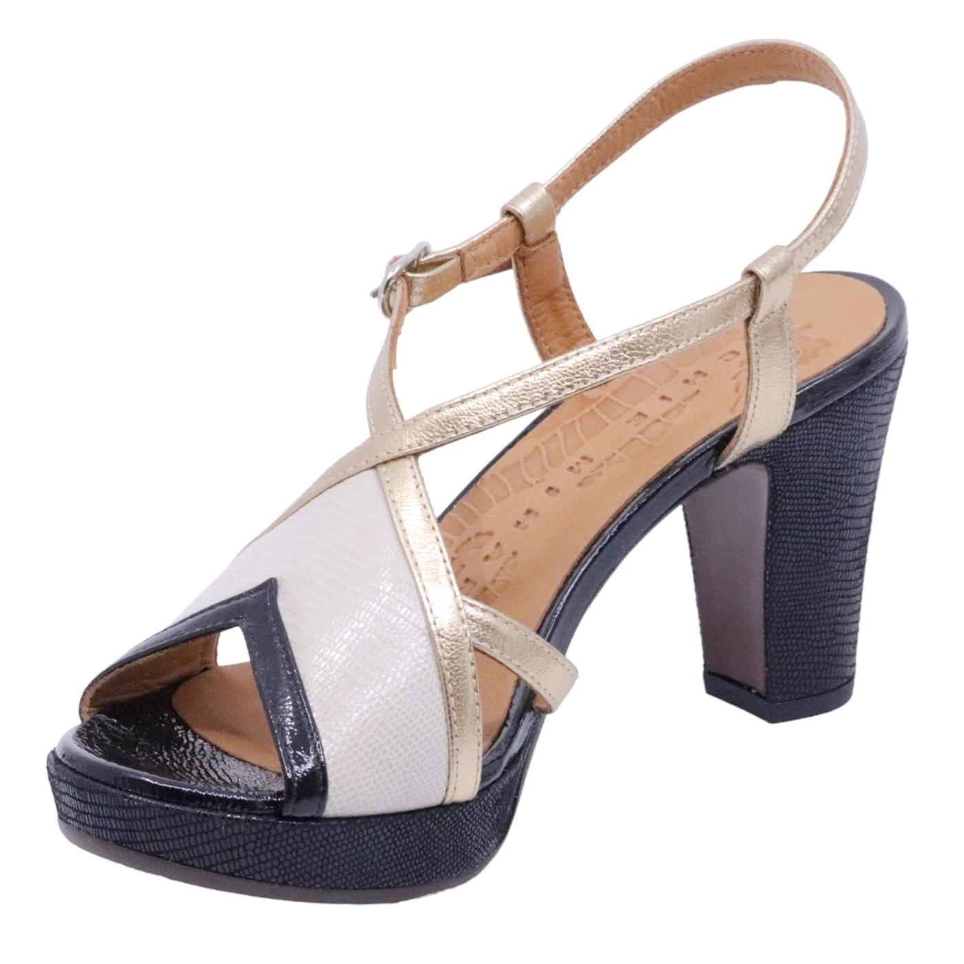 Chie Mihara Ekat44 sandalo donna in pelle nera e oro 