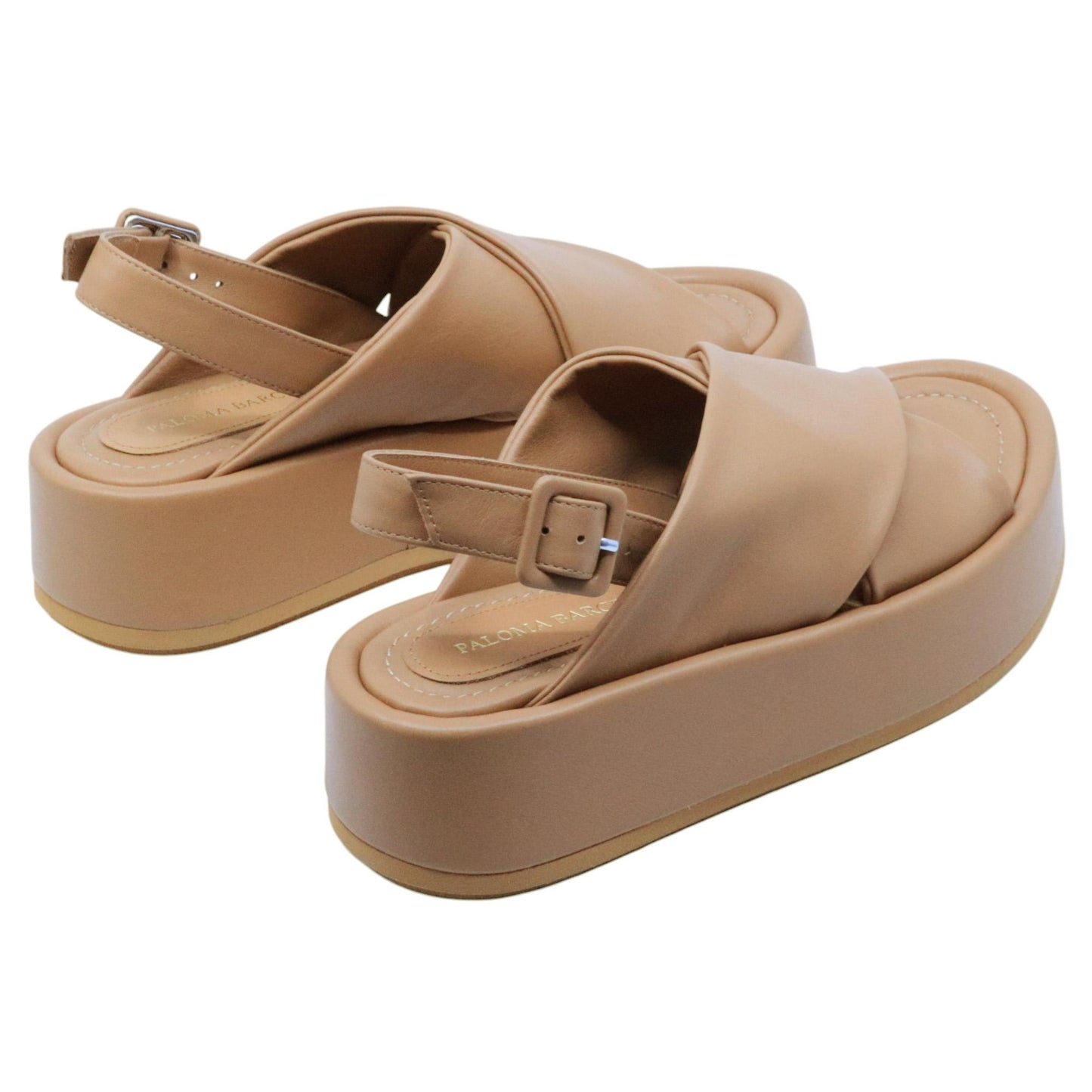 Sandalo platform Paloma Barceló 26 Basima in pelle camel 