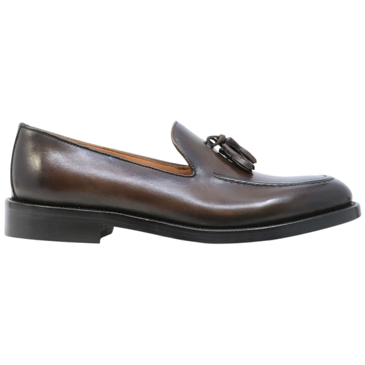 Mocassino uomo Crispiniano 3509 in pelle marrone con mappetto 