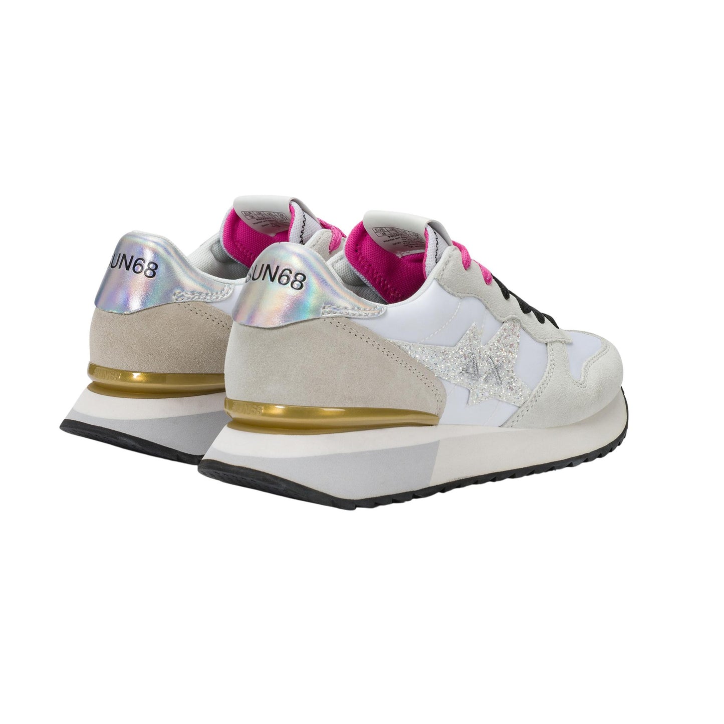 Sun68 Stargirl Glitter Z36214-01 sneaker donna in camoscio e nylon bianco 