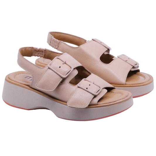 Sandalo zeppa Mjus T99001 in pelle beige 