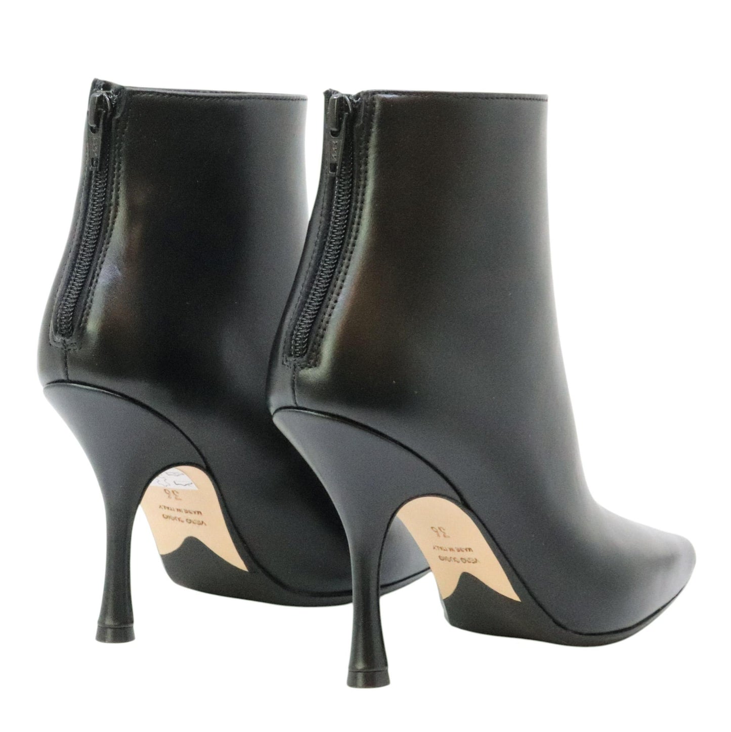 Anna F 9984 tronchetto donna in pelle nera con zip 