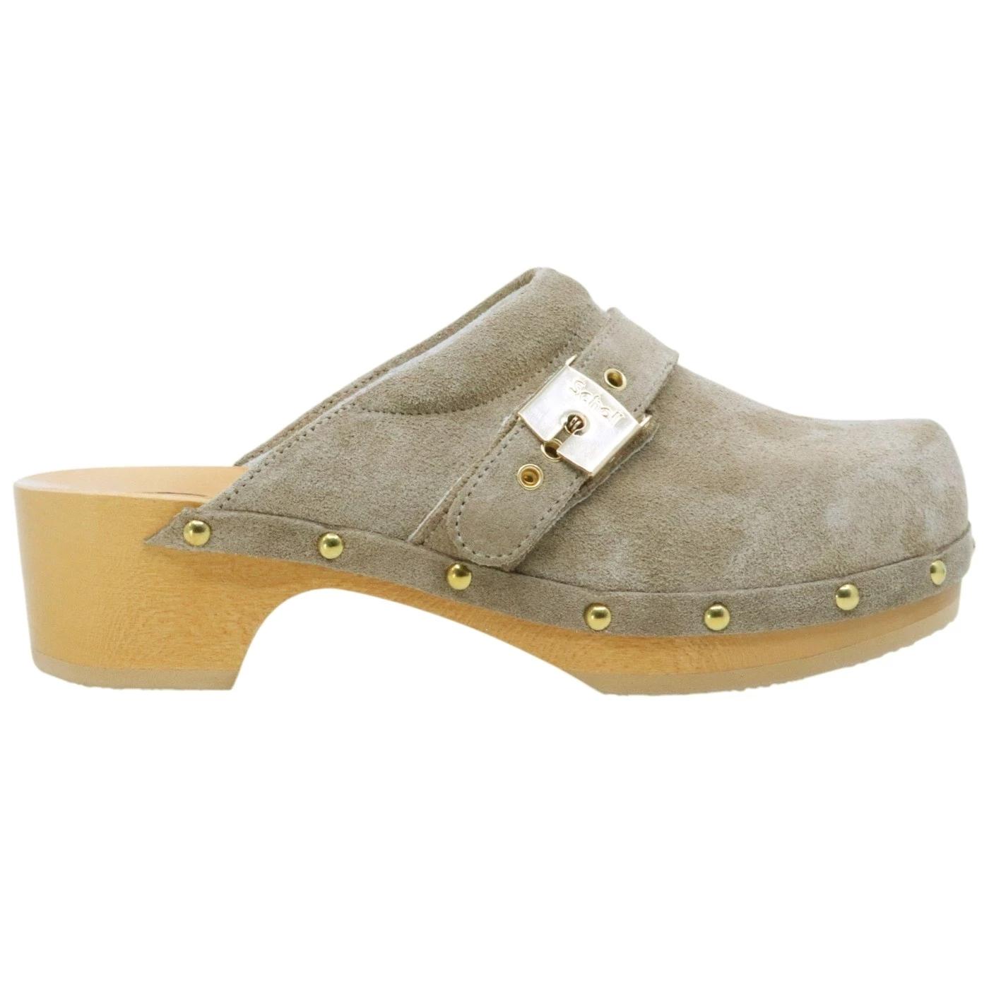 Sabot Scholl Pescura Clog da donna in camoscio beige 