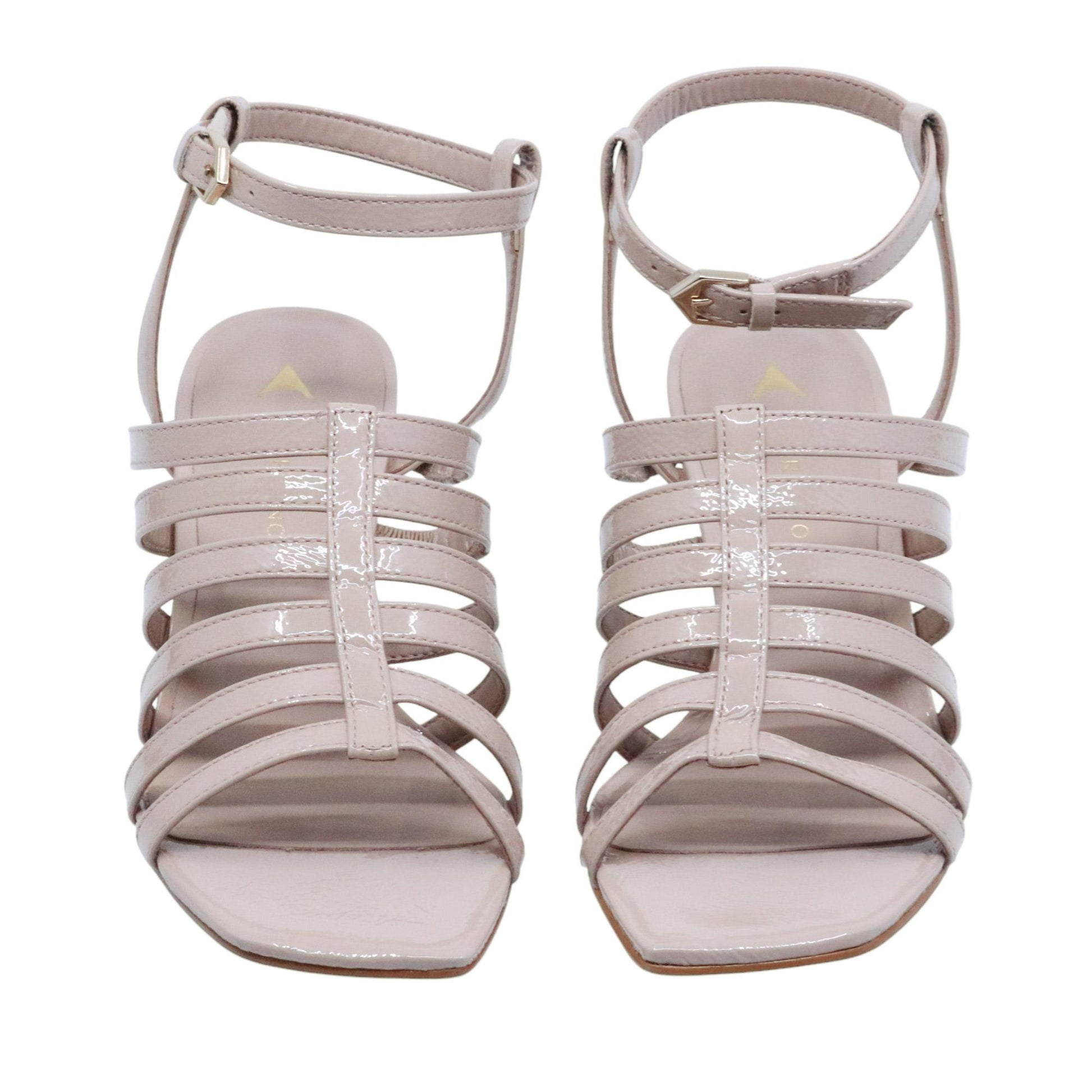 Sandalo con tacco donna Carrano 799004 in pelle vernice nude 