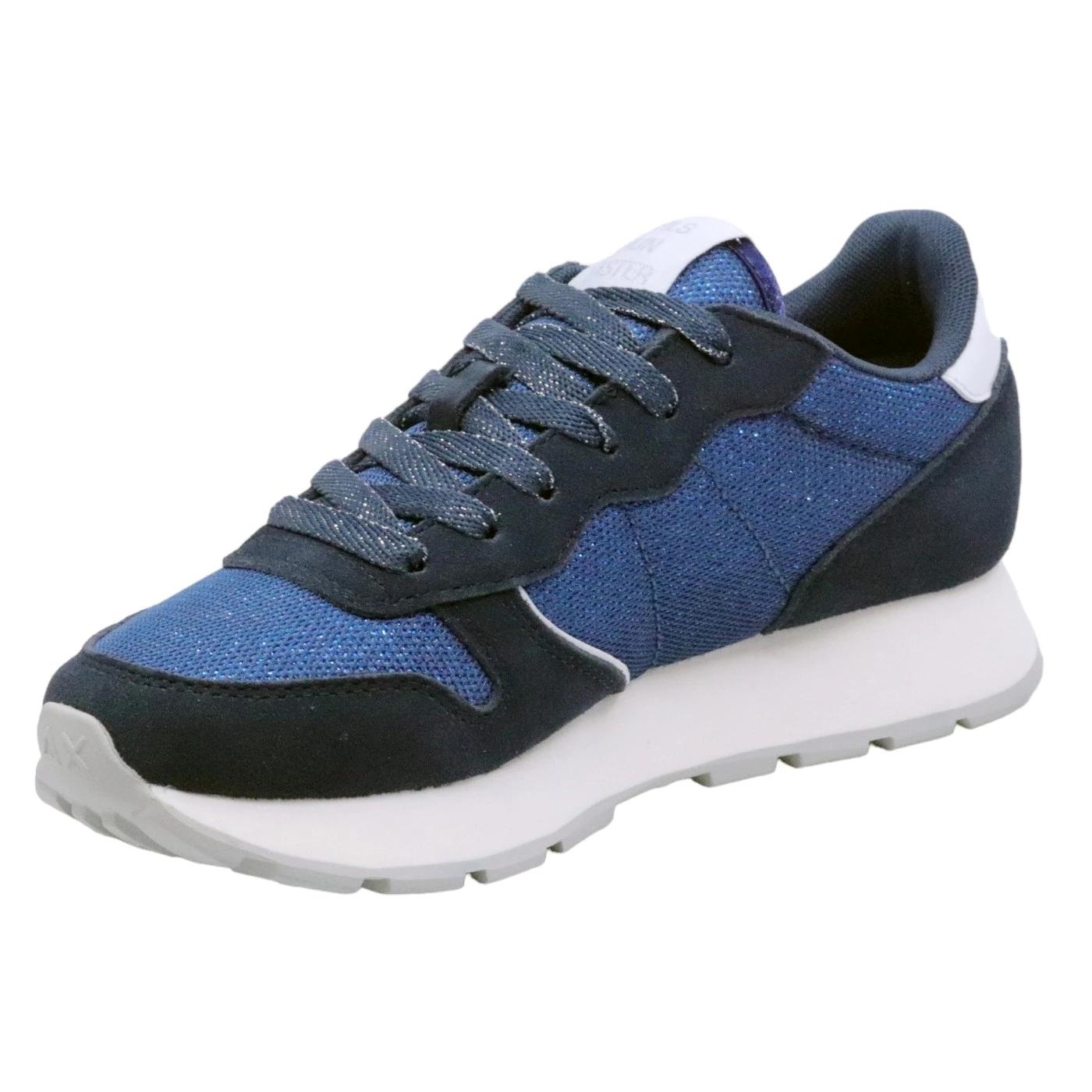Sneaker donna Sun68 Ally Glitter Textile Z34203 in tessuto blu 