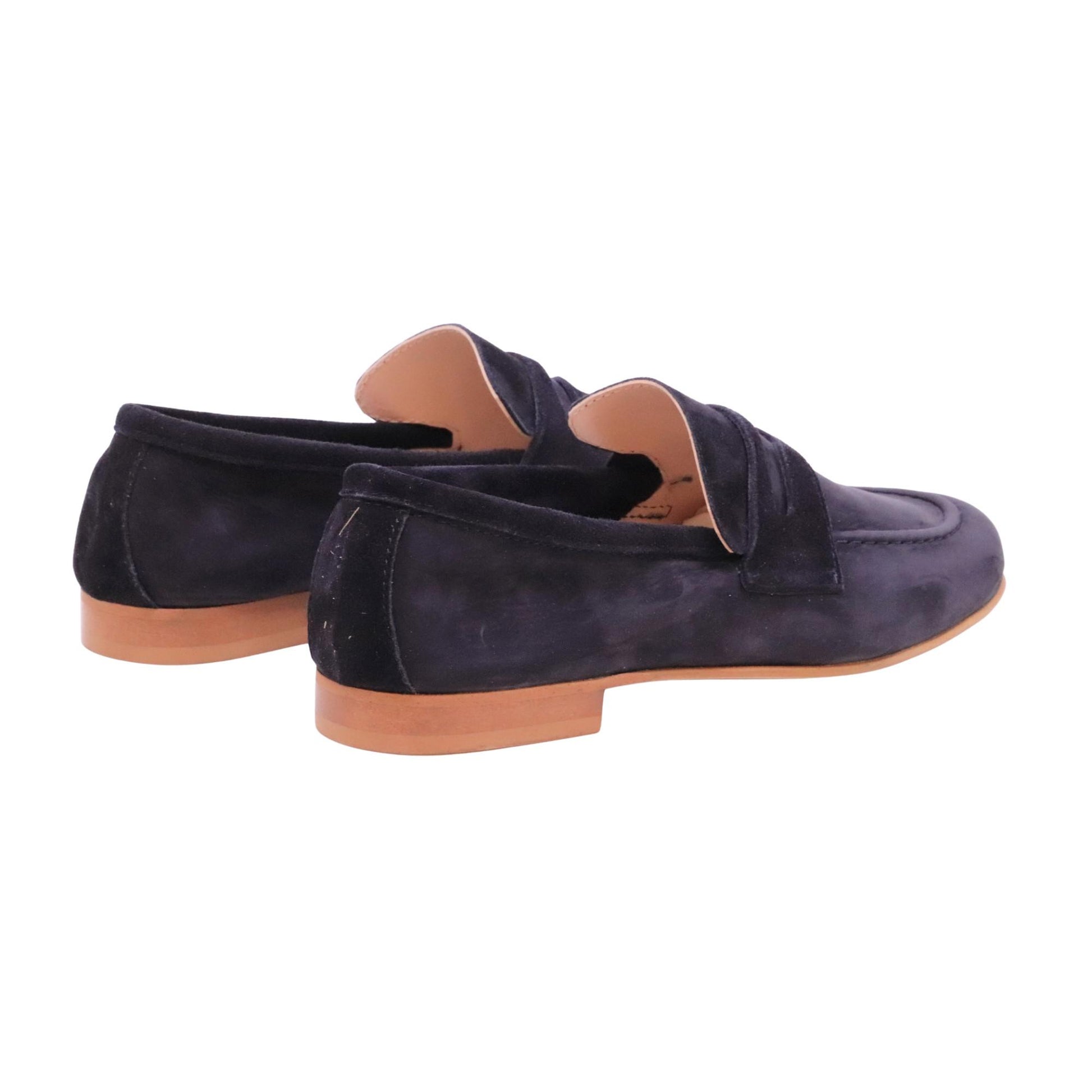 Jaffè 008 mocassino uomo in camoscio blu made in Italy elegante casual 