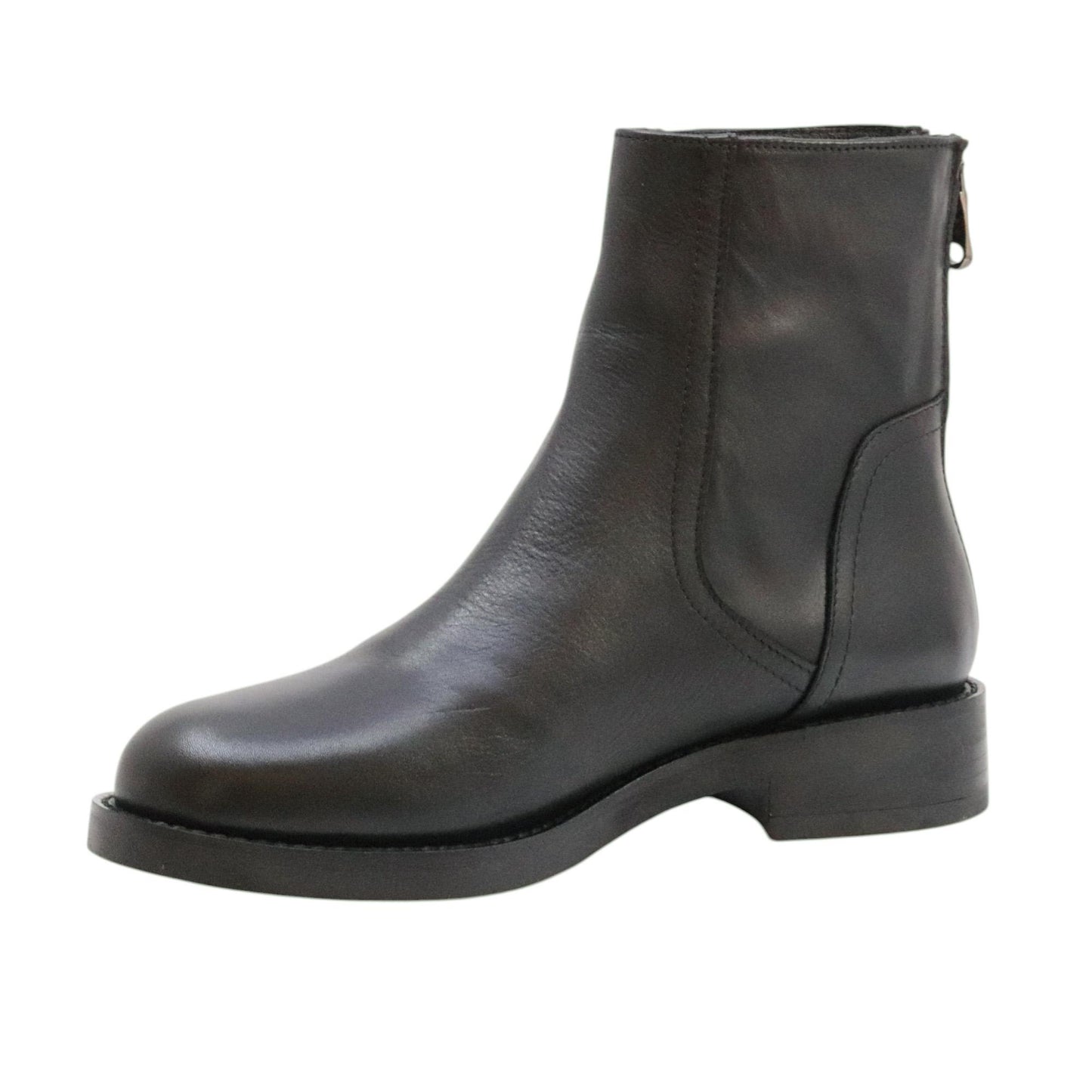 Curiositè 2629 stivaletto donna in pelle nera con zip posteriore 