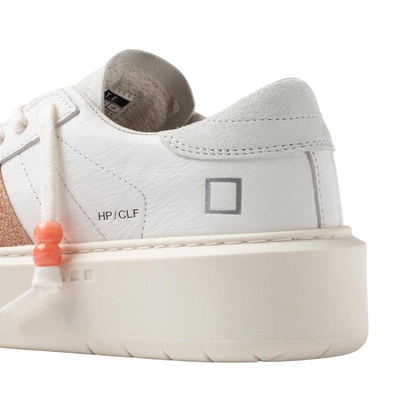 D.A.T.E. Hill Low Platform Calf HP-CA-CC sneaker donna in pelle bianca con dettaglio rame 