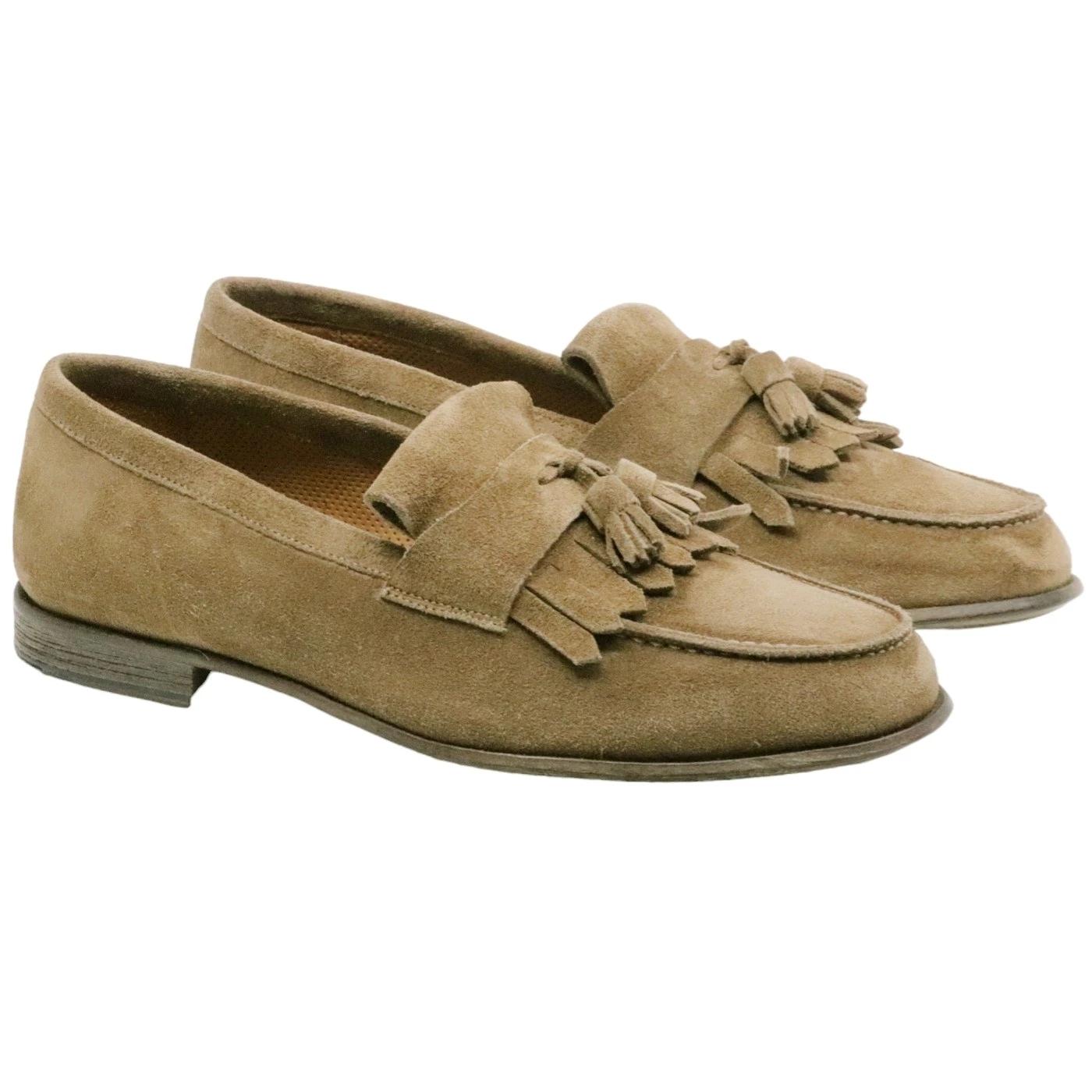 Mocassino uomo Crispiniano 02 in pelle scamosciata taupe 
