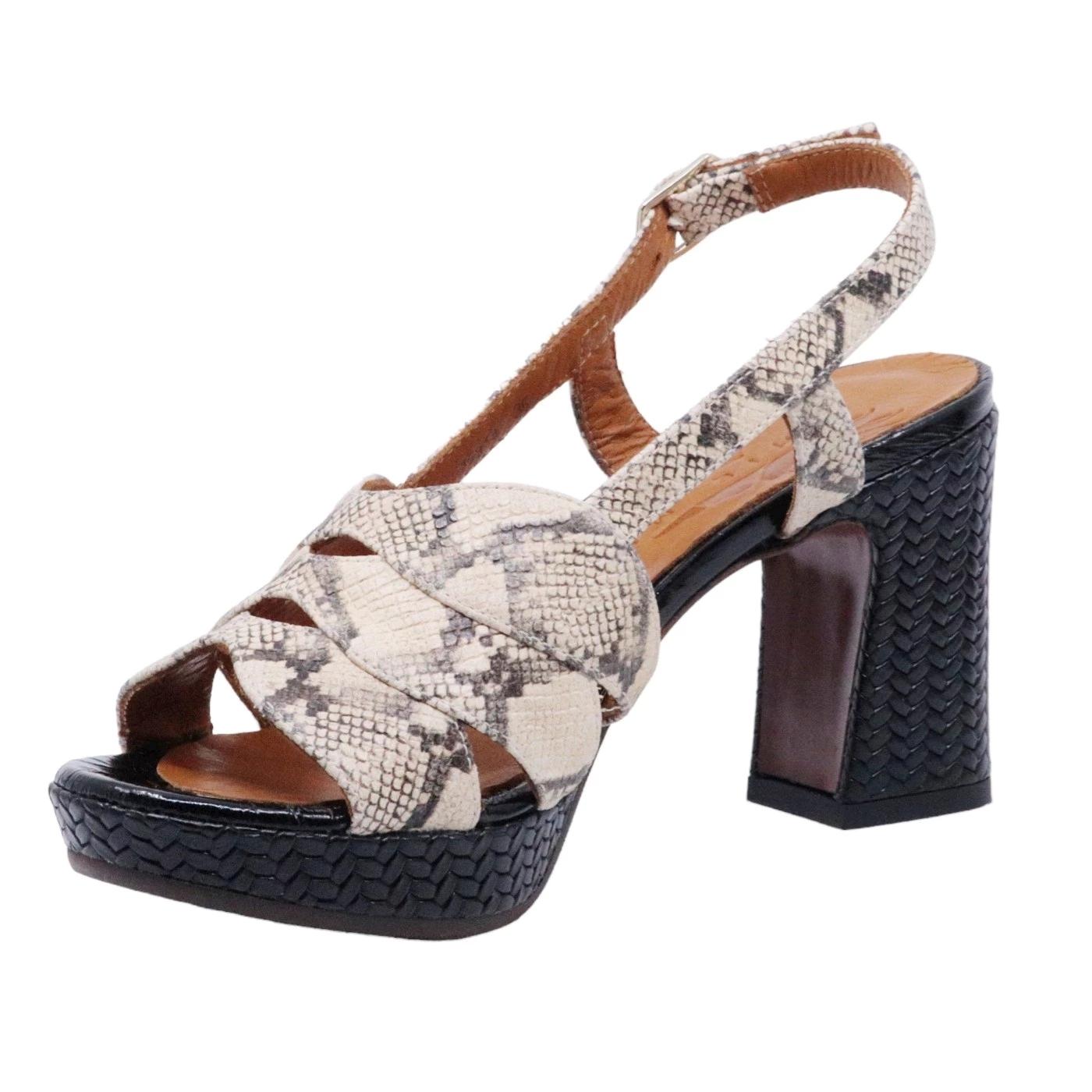 Chie Mihara sandalo donna in pelle effetto serpente di colore sabbia 