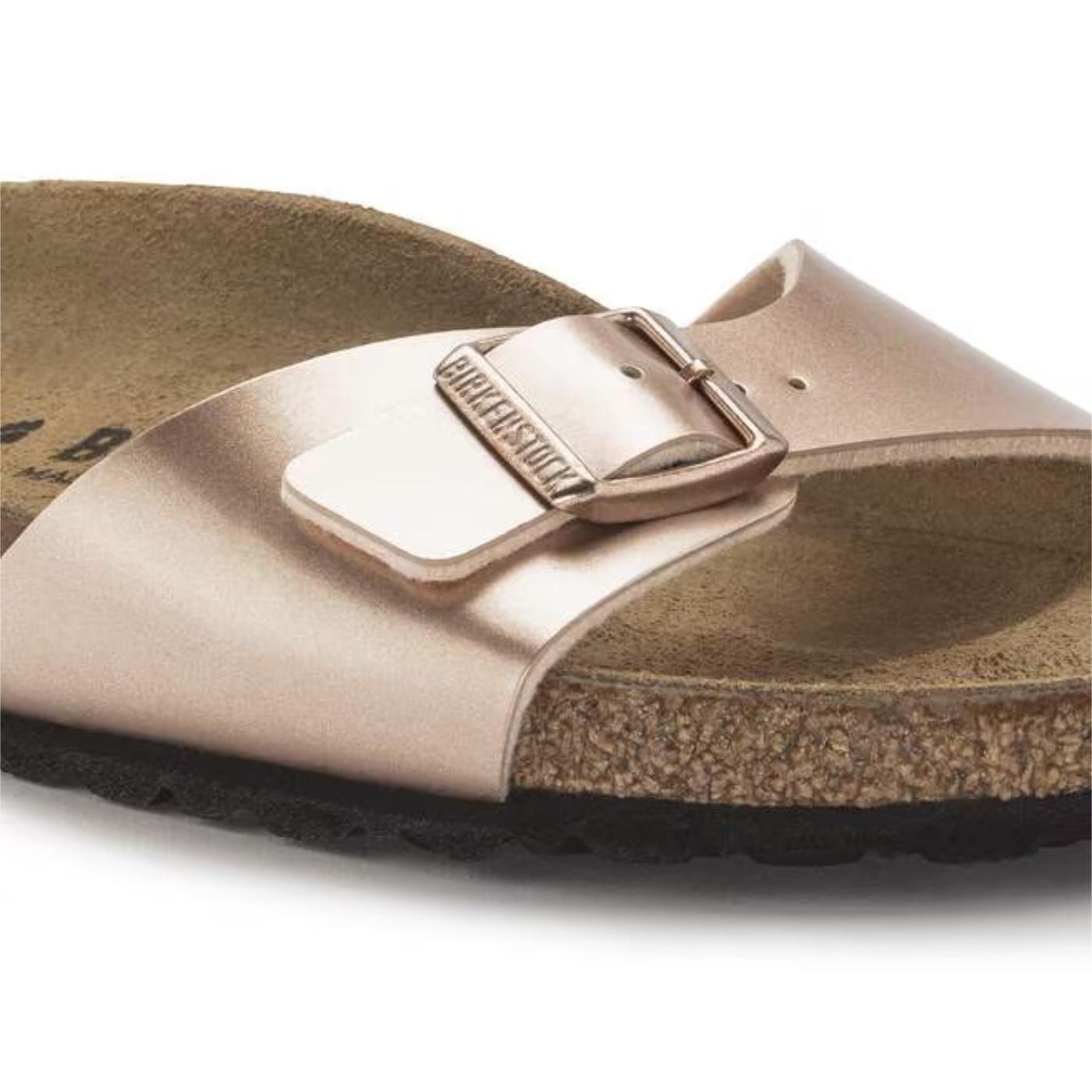 Birkenstock Madrid Birko-Flor Metallic Copper sandalo donna effetto metallizzato narrow fit 