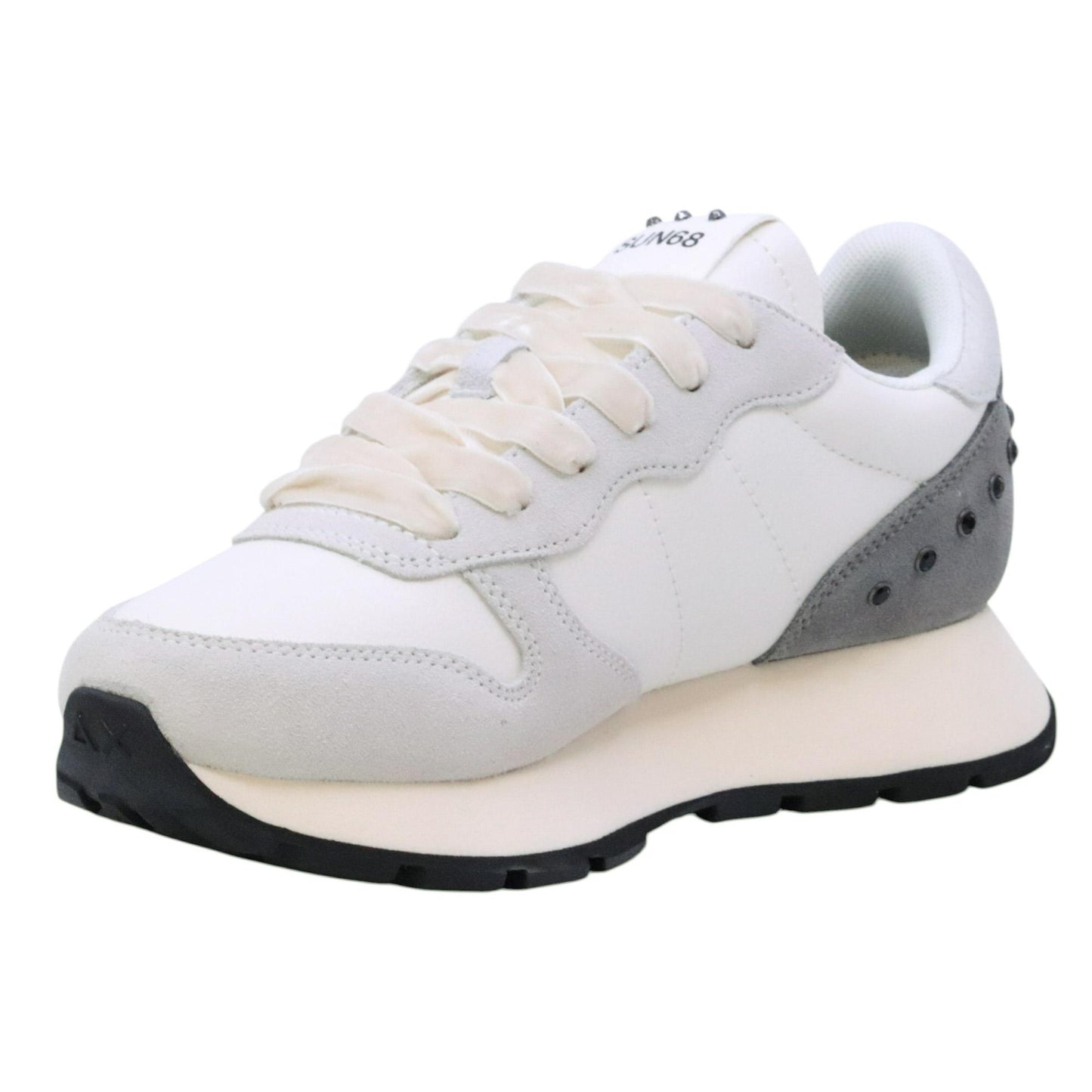 SUN68 Ally Studs Z45206 sneaker donna in similpelle e suede bianco 